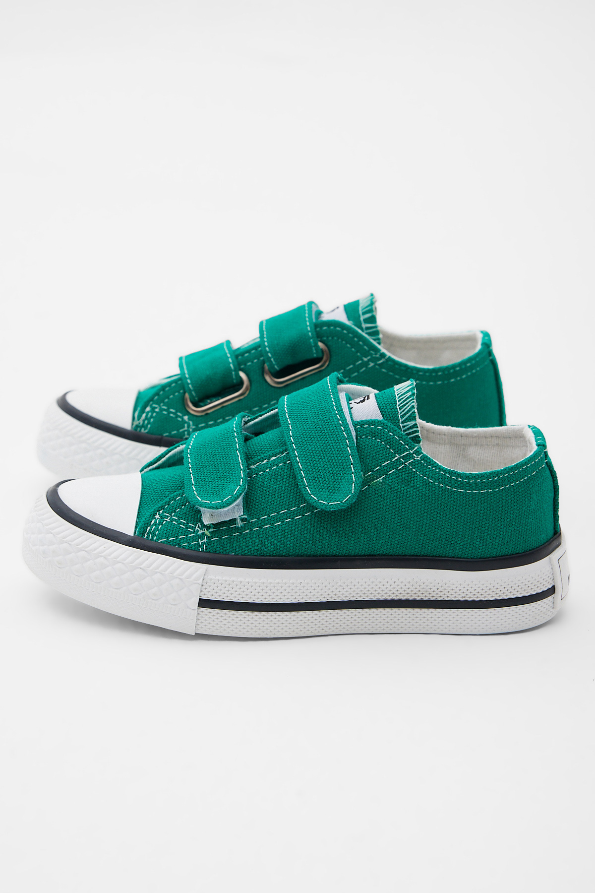 Çocuk Unisex Yeşil Kauçuk Taban Keten Cırtlı Spor Ayakkabı - Görsel 4