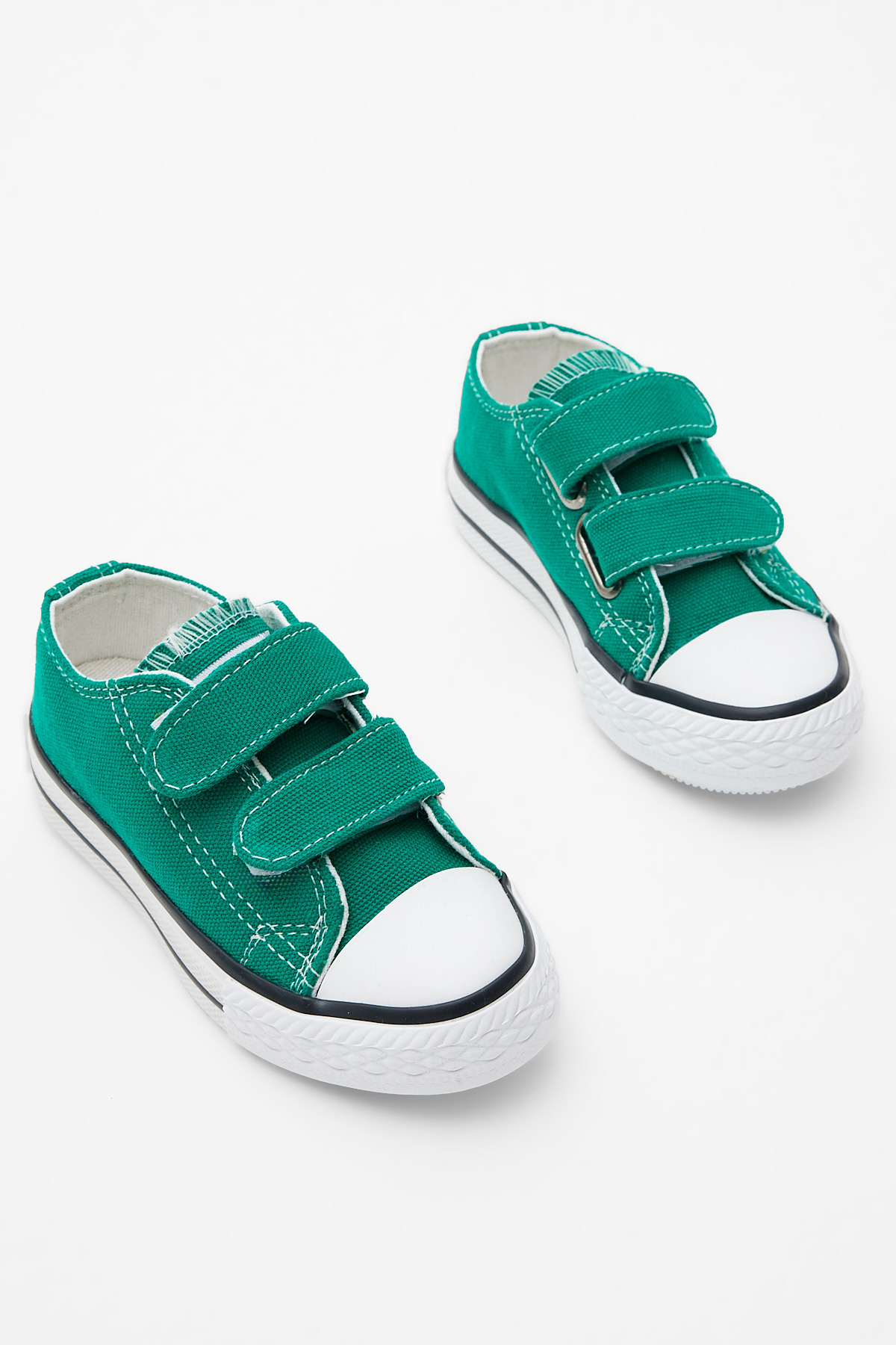 Çocuk Unisex Yeşil Kauçuk Taban Keten Cırtlı Spor Ayakkabı - Görsel 5