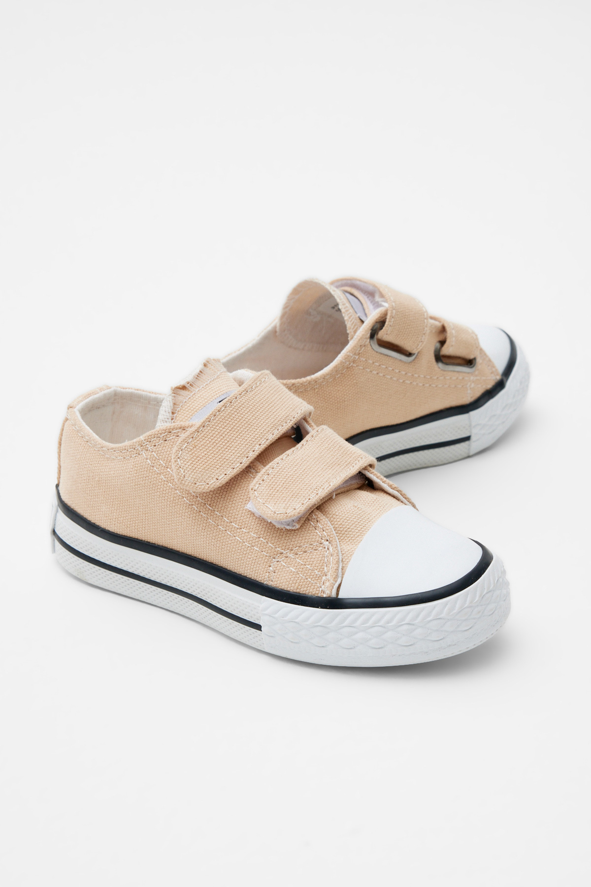 Çocuk Unisex Bej Kauçuk Taban Keten Cırtlı Spor Ayakkabı - Görsel 2