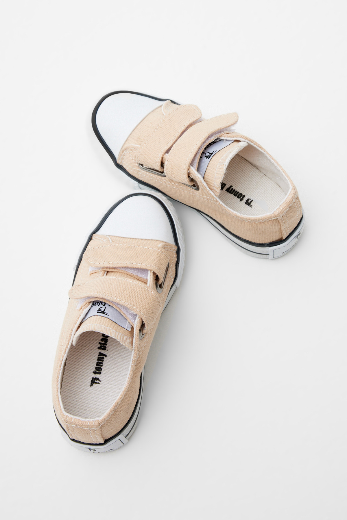 Çocuk Unisex Bej Kauçuk Taban Keten Cırtlı Spor Ayakkabı - Görsel 3