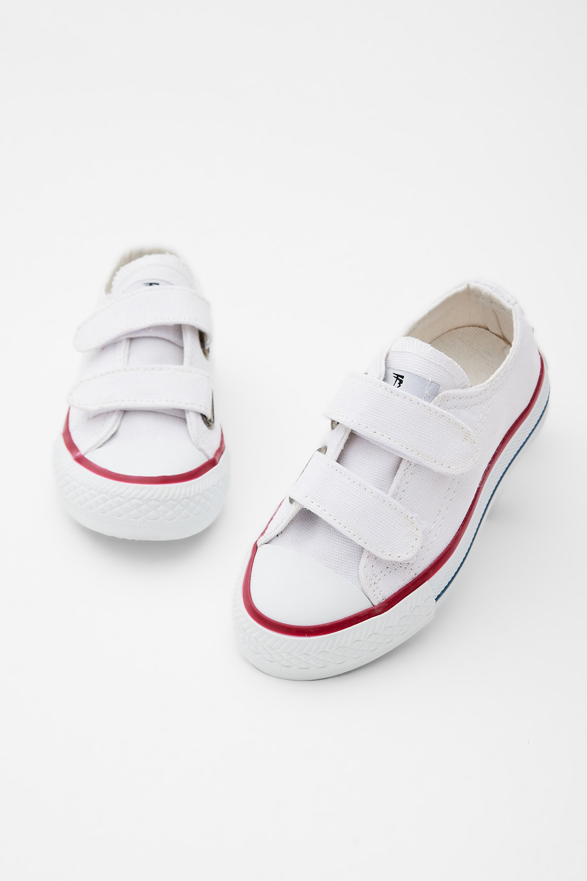 Çocuk Unisex Beyaz Kauçuk Taban Keten Cırtlı Spor Ayakkabı - Görsel 3
