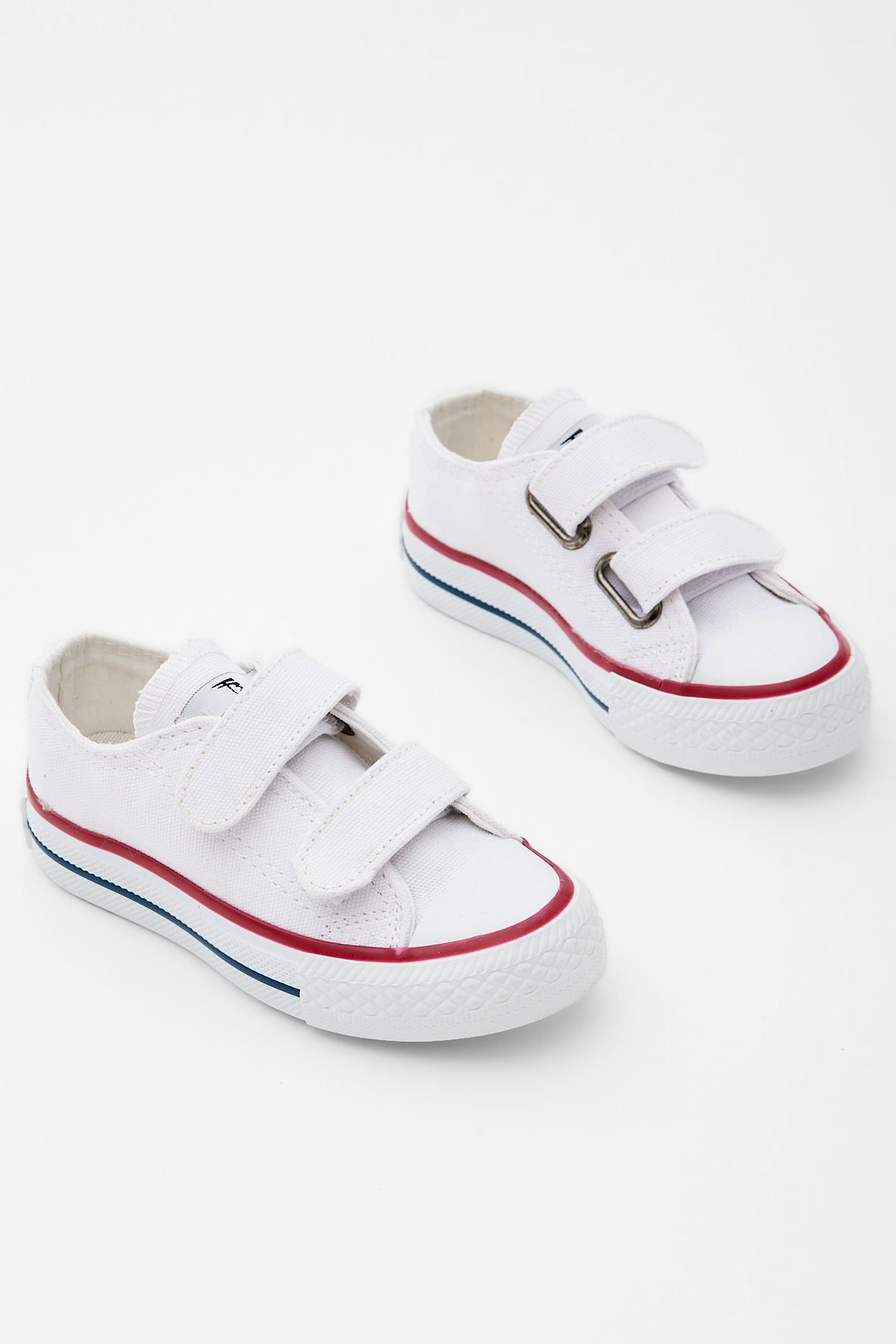 Çocuk Unisex Beyaz Kauçuk Taban Keten Cırtlı Spor Ayakkabı - Görsel 5