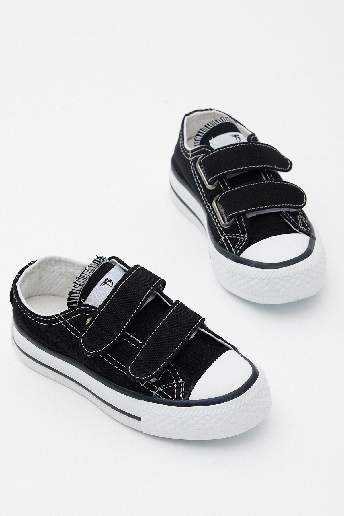 Çocuk Unisex Siyah Kauçuk Taban Keten Cırtlı Spor Ayakkabı - Görsel 3