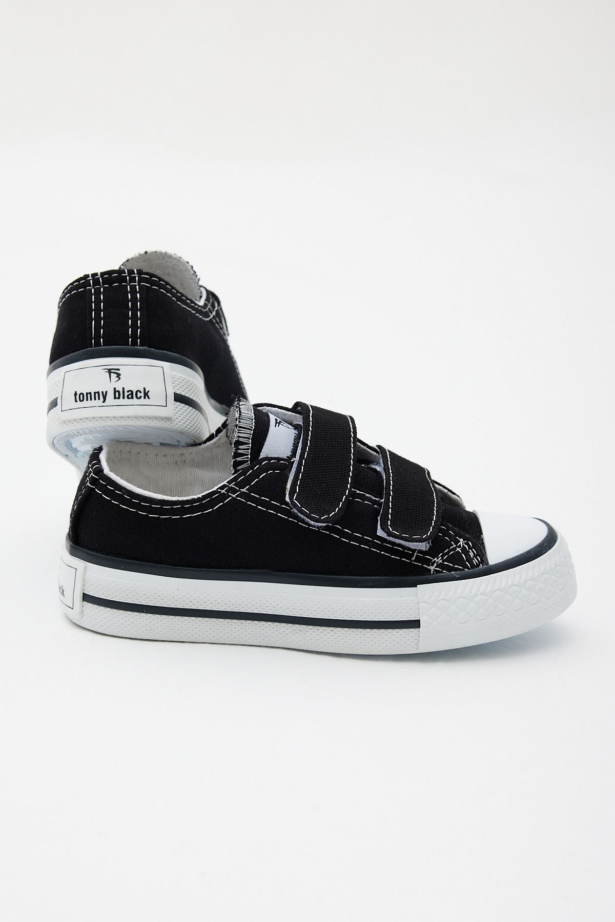 Çocuk Unisex Siyah Kauçuk Taban Keten Cırtlı Spor Ayakkabı - Görsel 4