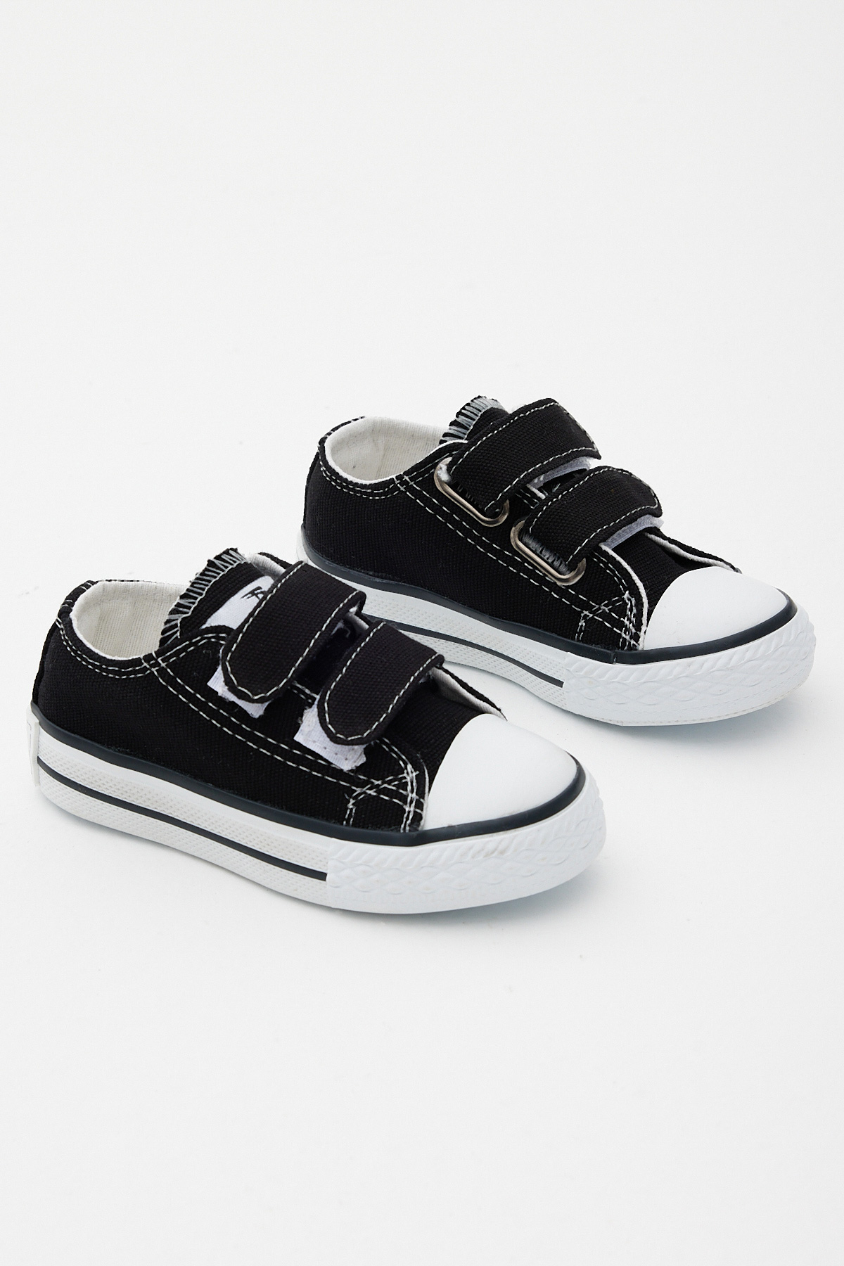 Çocuk Unisex Siyah Kauçuk Taban Keten Cırtlı Spor Ayakkabı - Görsel 5