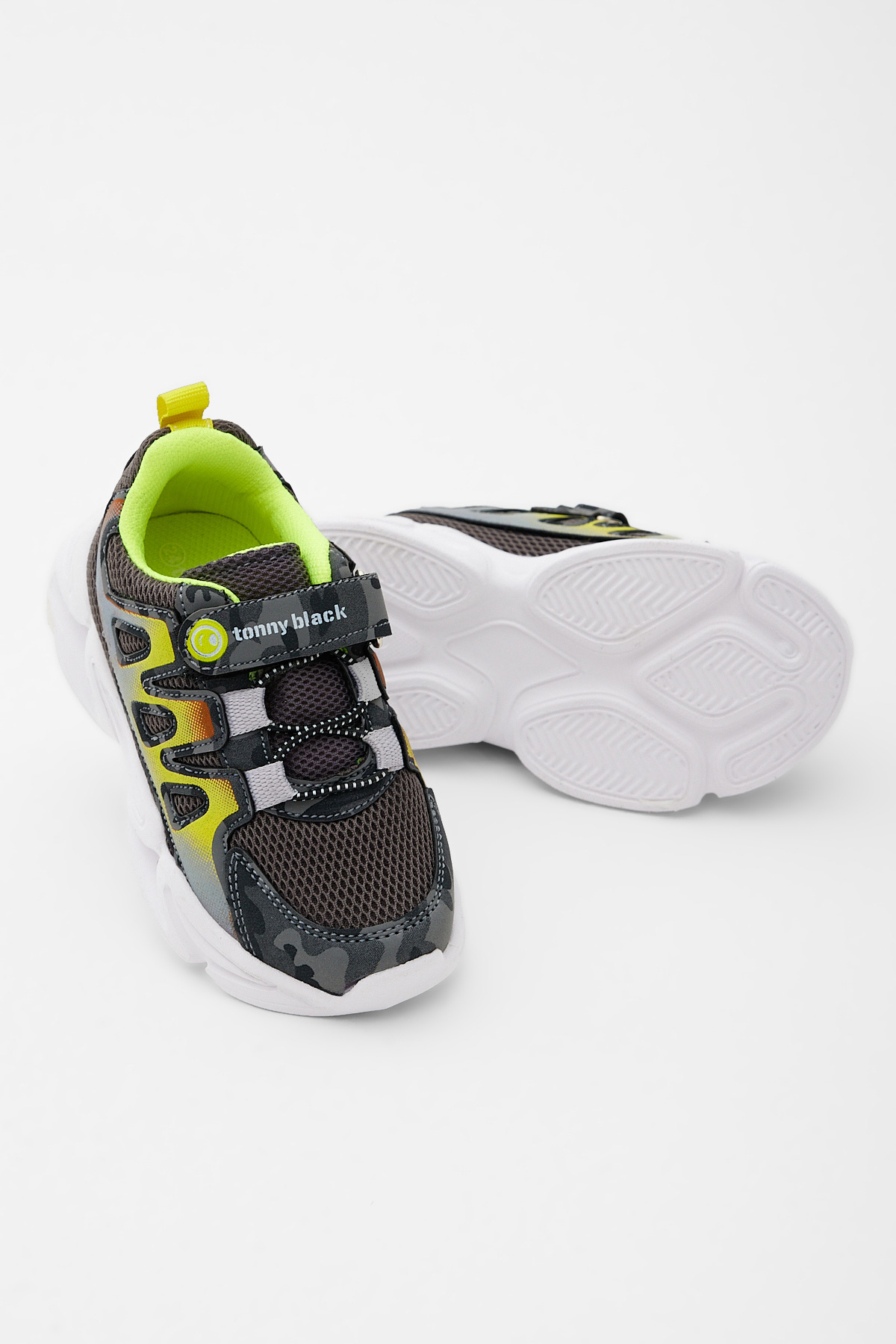 Çocuk Unisex Füme Kamuflaj Rahat Kalıp Işıklı Cırtlı Ayakkabı - Görsel 3