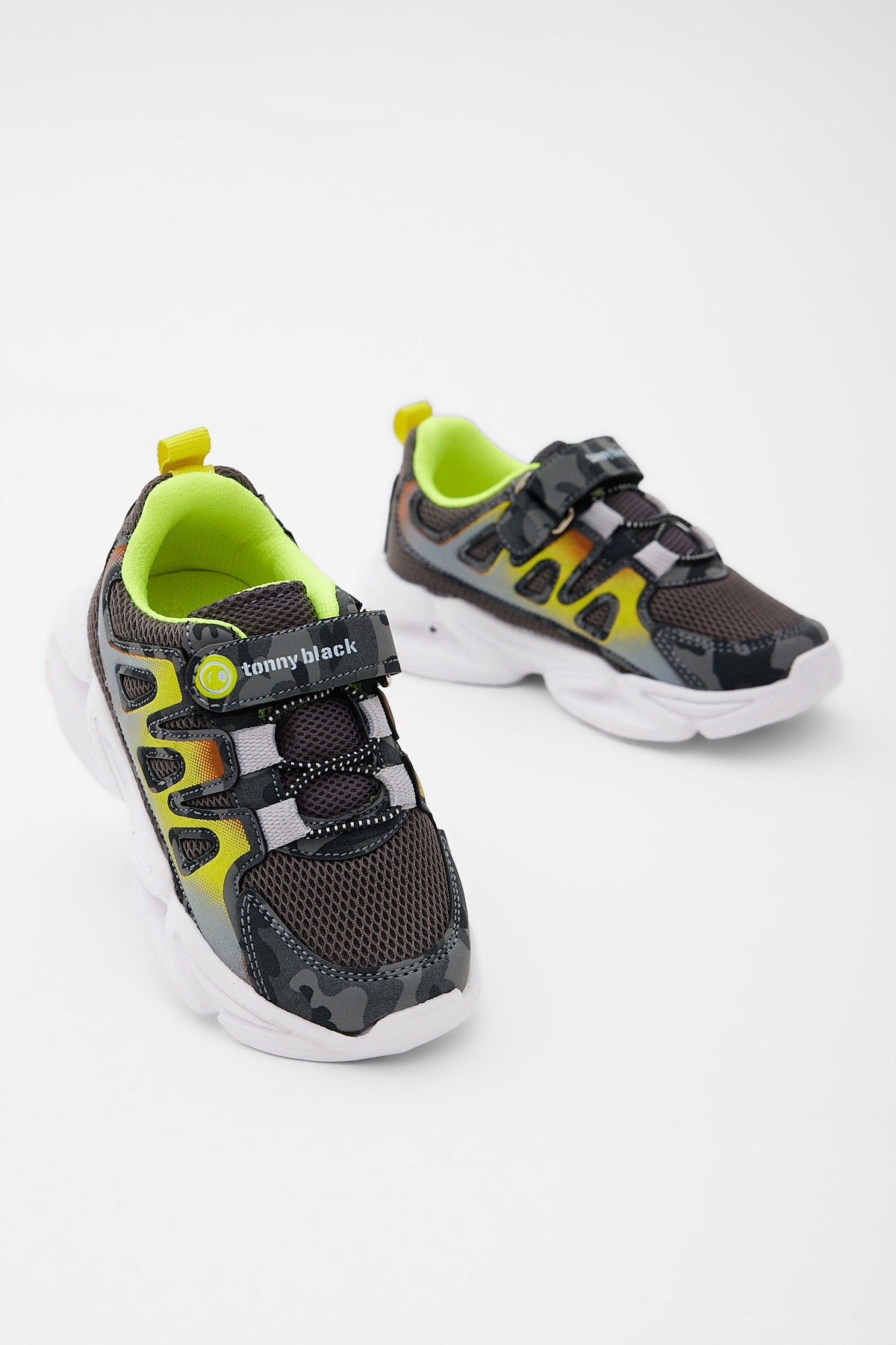 Çocuk Unisex Füme Kamuflaj Rahat Kalıp Işıklı Cırtlı Ayakkabı - Görsel 5