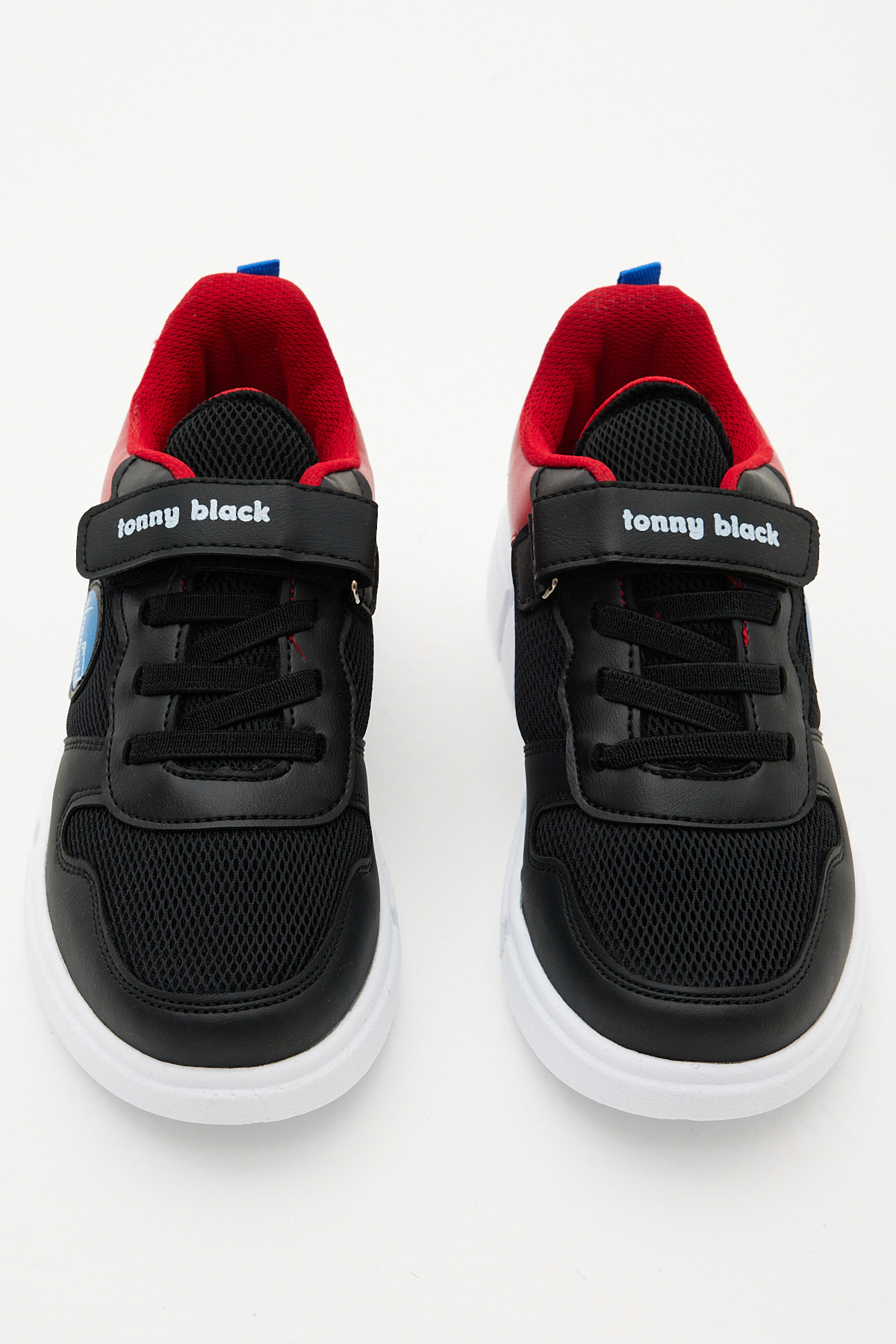 Çocuk Unisex Siyah Kırmızı Rahat Kalıp Cırtlı Ayakkabı - Görsel 4