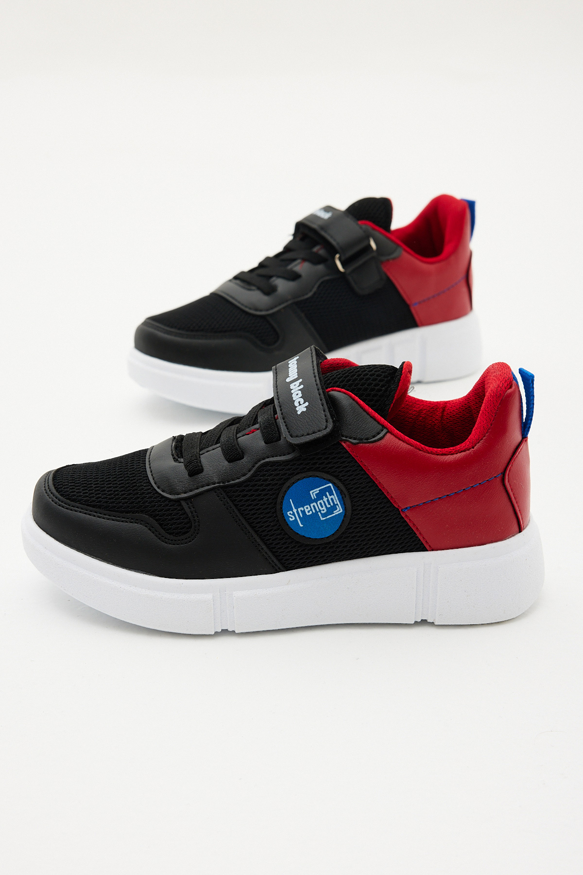 Çocuk Unisex Siyah Kırmızı Rahat Kalıp Cırtlı Ayakkabı - Görsel 6