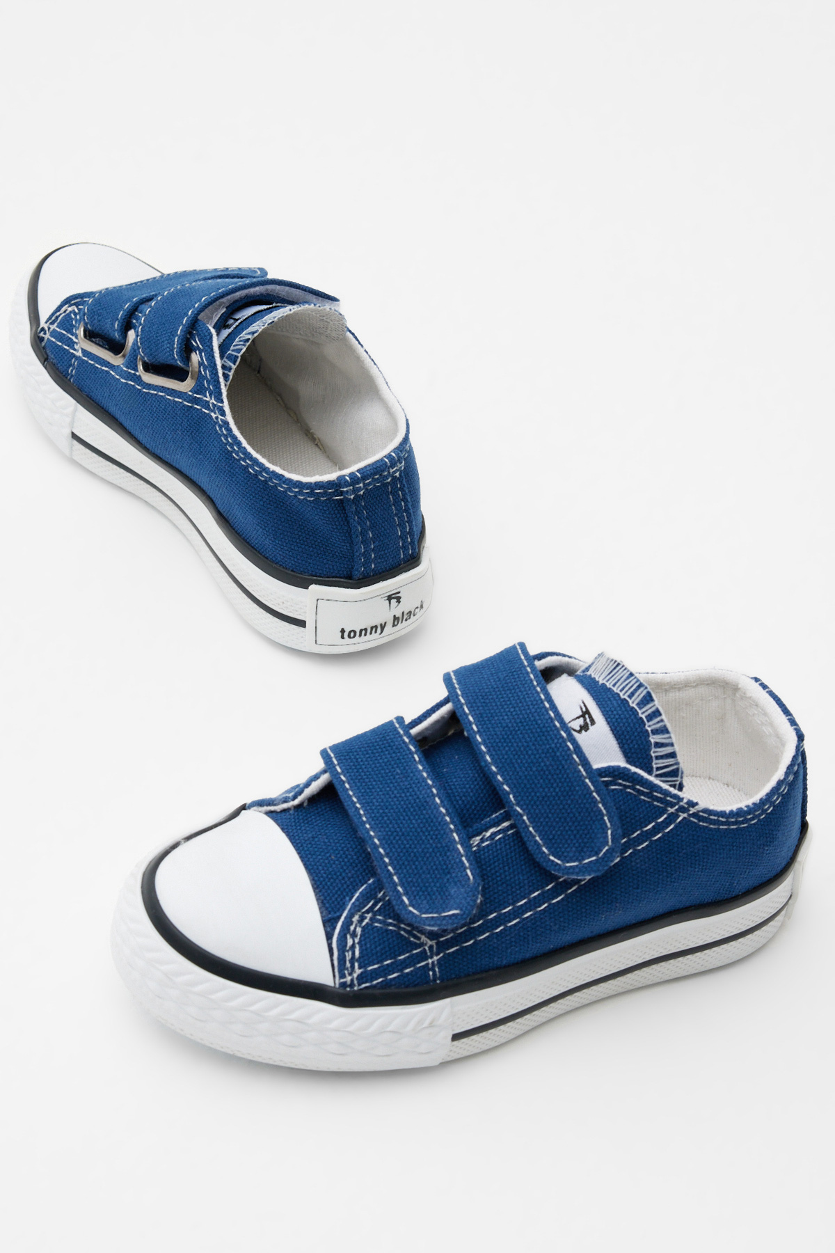 Çocuk Unisex Kot Mavi Kauçuk Taban Keten Cırtlı Spor Ayakkabı - Görsel 3
