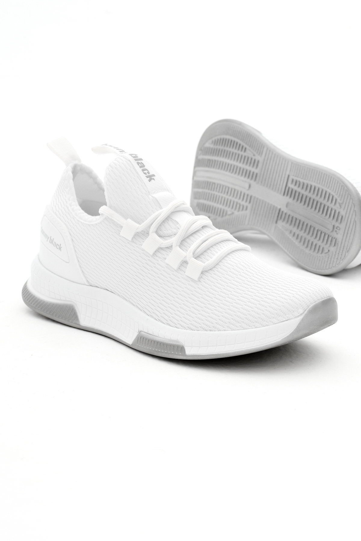 Unisex Beyaz Nefes Alabilen Kumaş Poli Taban Bağcıklı Spor Ayakkabı - Görsel 2