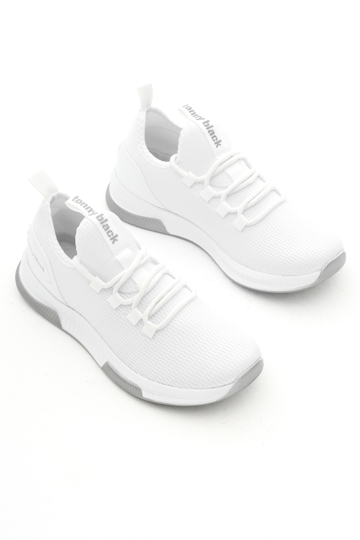 Unisex Beyaz Nefes Alabilen Kumaş Poli Taban Bağcıklı Spor Ayakkabı - Görsel 5