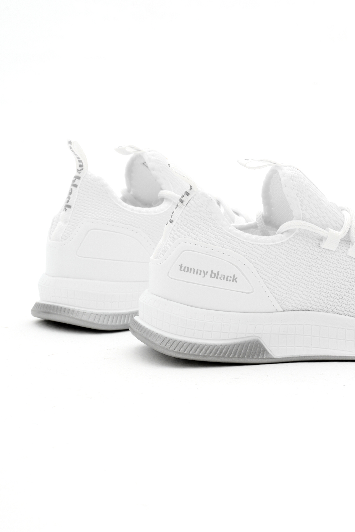 Unisex Beyaz Nefes Alabilen Kumaş Poli Taban Bağcıklı Spor Ayakkabı - Görsel 6