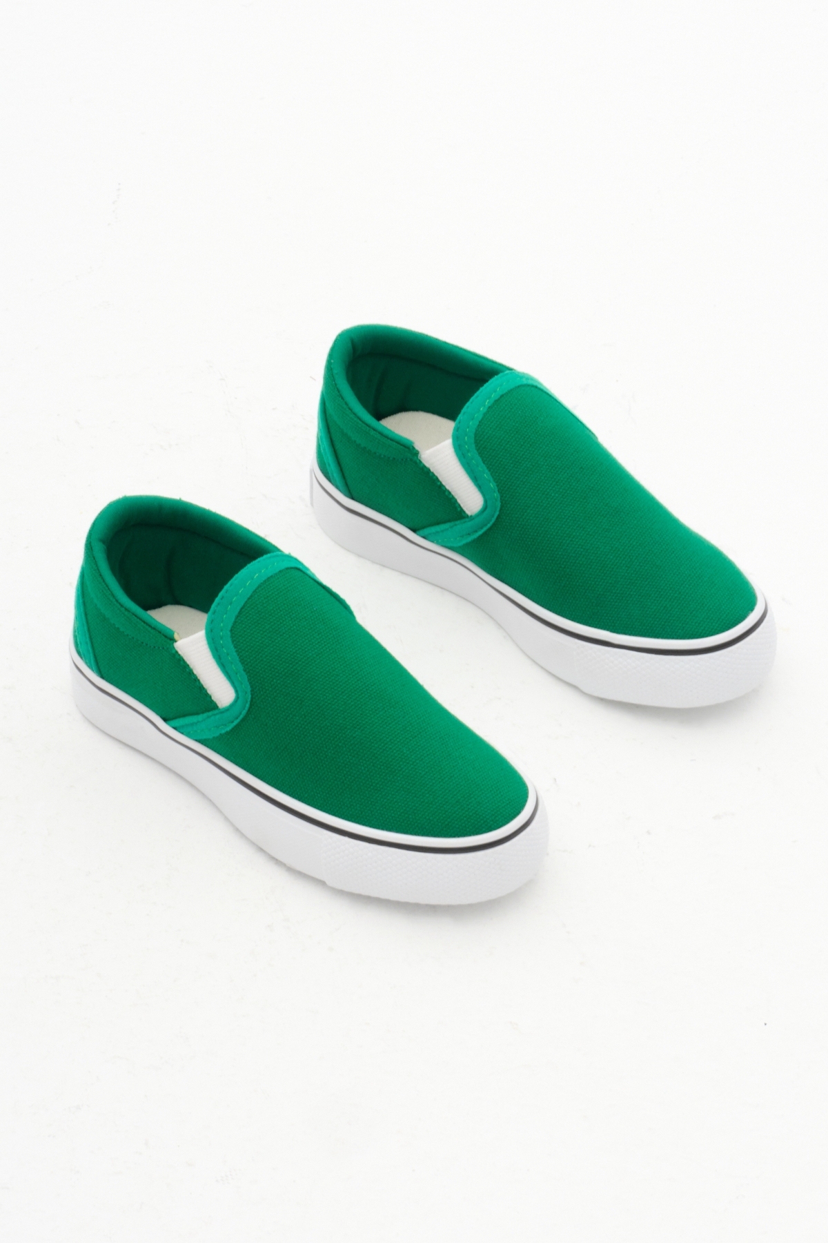 Çocuk Unisex Yeşil Kauçuk Taban Keten Lastikli Spor Ayakkabı - Görsel 3