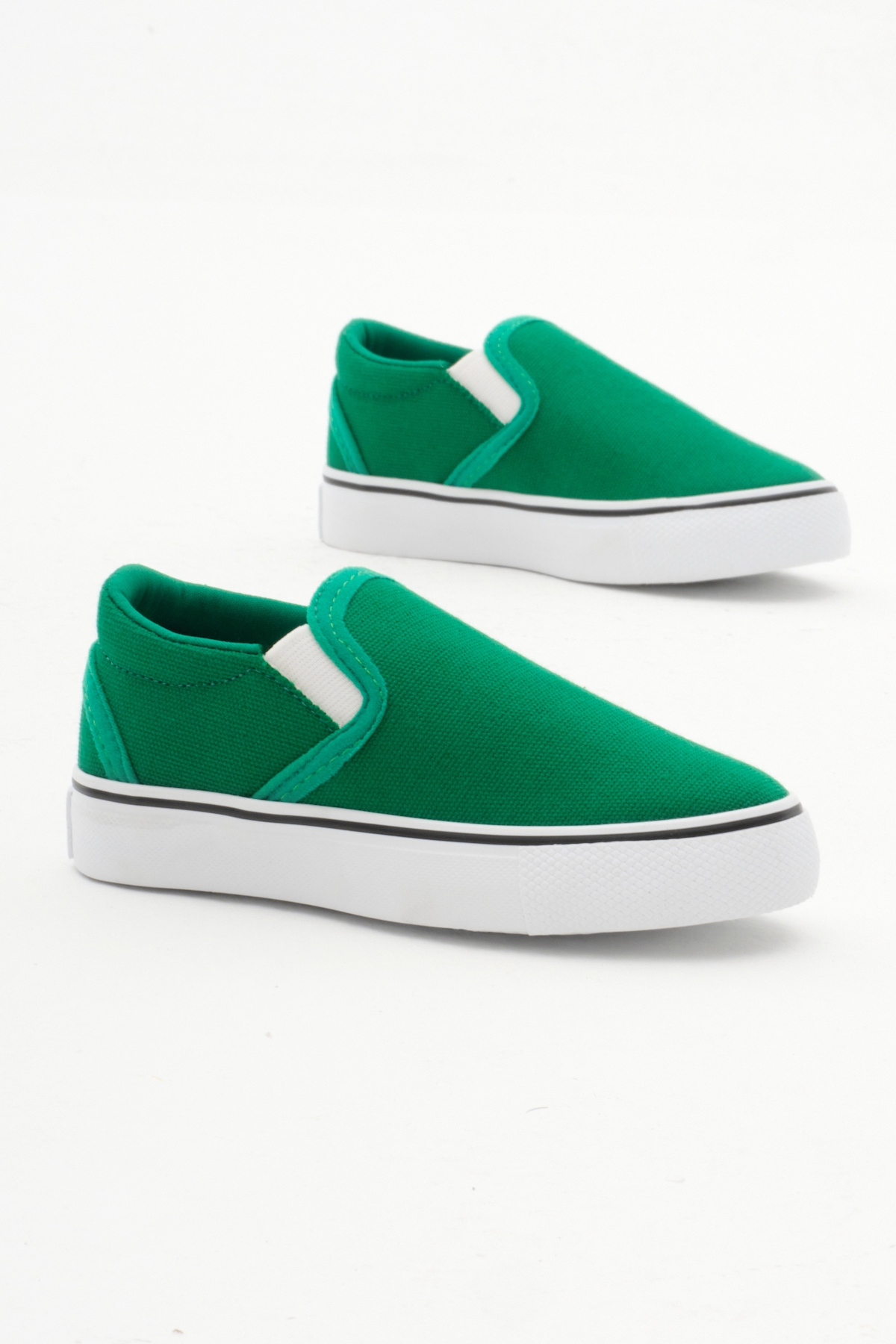 Çocuk Unisex Yeşil Kauçuk Taban Keten Lastikli Spor Ayakkabı - Görsel 4