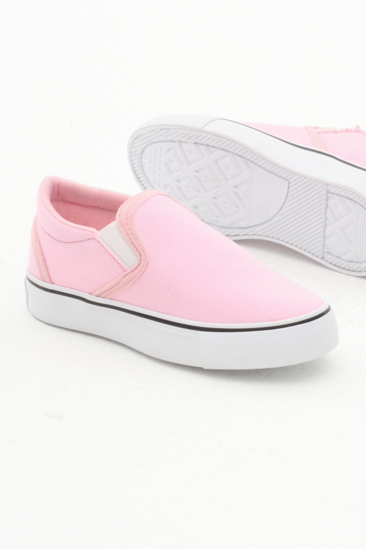 Çocuk Unisex Pembe Kauçuk Taban Keten Lastikli Spor Ayakkabı - Görsel 5