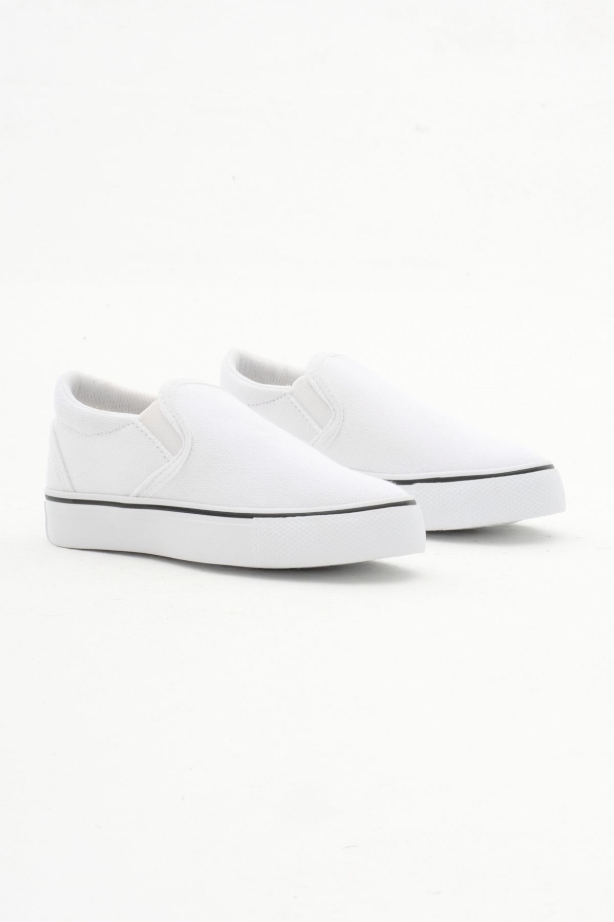 Çocuk Unisex Beyaz Kauçuk Taban Keten Lastikli Spor Ayakkabı - Görsel 3