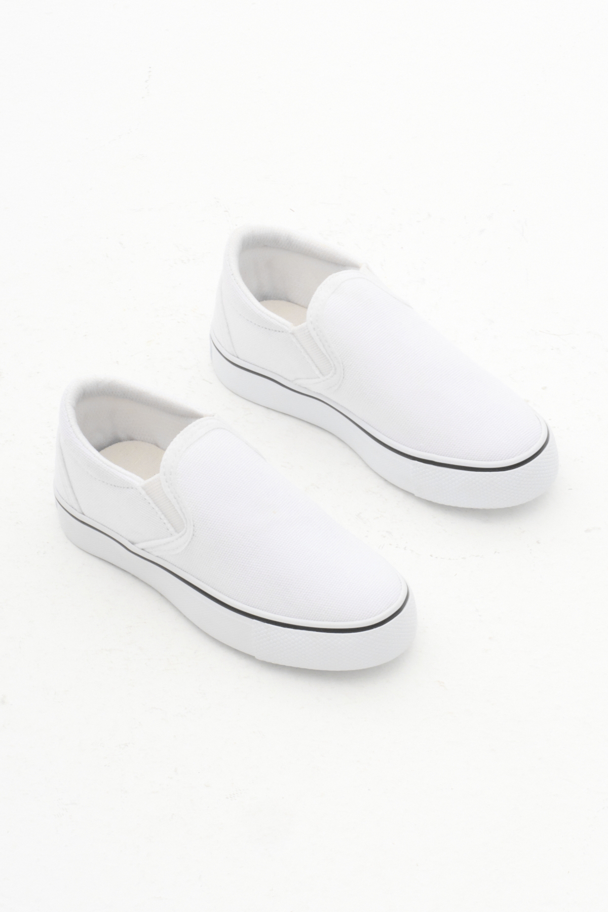 Çocuk Unisex Beyaz Kauçuk Taban Keten Lastikli Spor Ayakkabı - Görsel 4