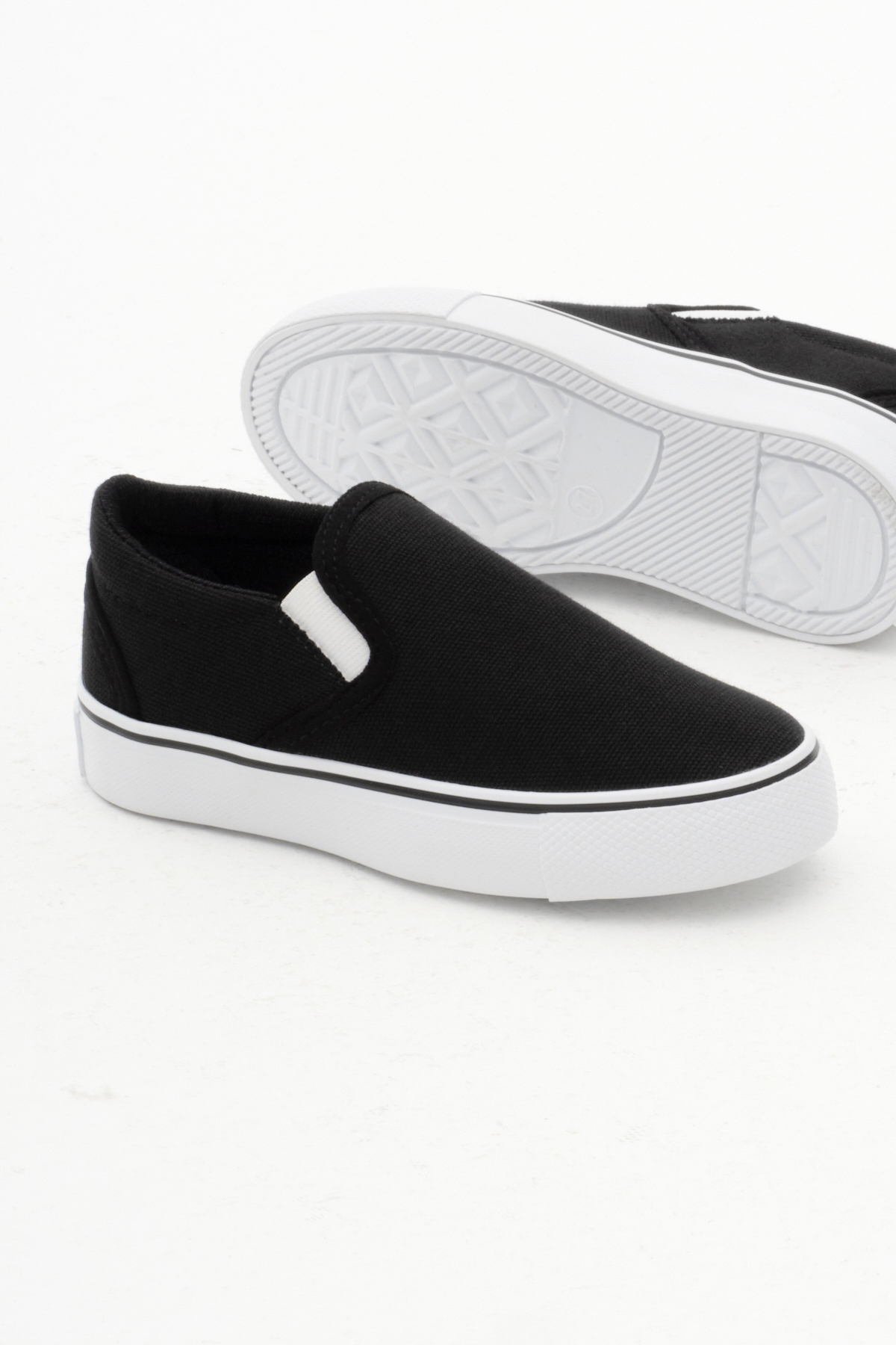 Çocuk Unisex Siyah Kauçuk Taban Keten Lastikli Spor Ayakkabı - Görsel 5