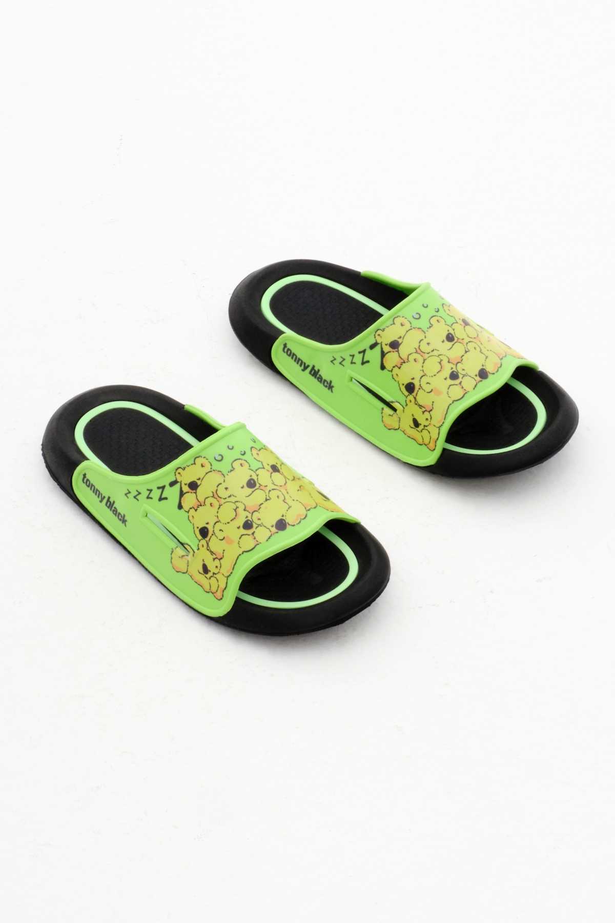 Çocuk Unisex Yeşil Poli Taban Ayıcık Desenli Terlik - Görsel 4