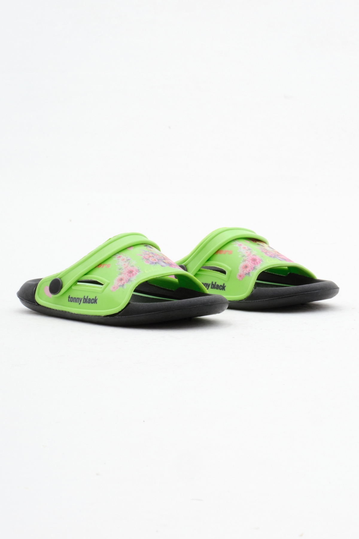 Kız Çocuk Yeşil Poli Taban Çiçek Desenli Terlik - Görsel 3