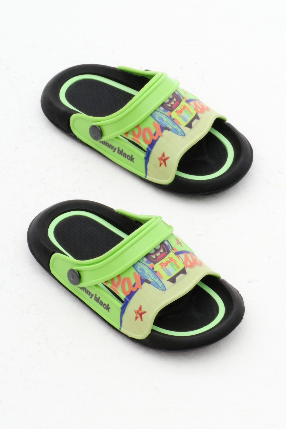 Erkek Çocuk Yeşil Poli Taban Tropical Desenli Terlik - Görsel 5