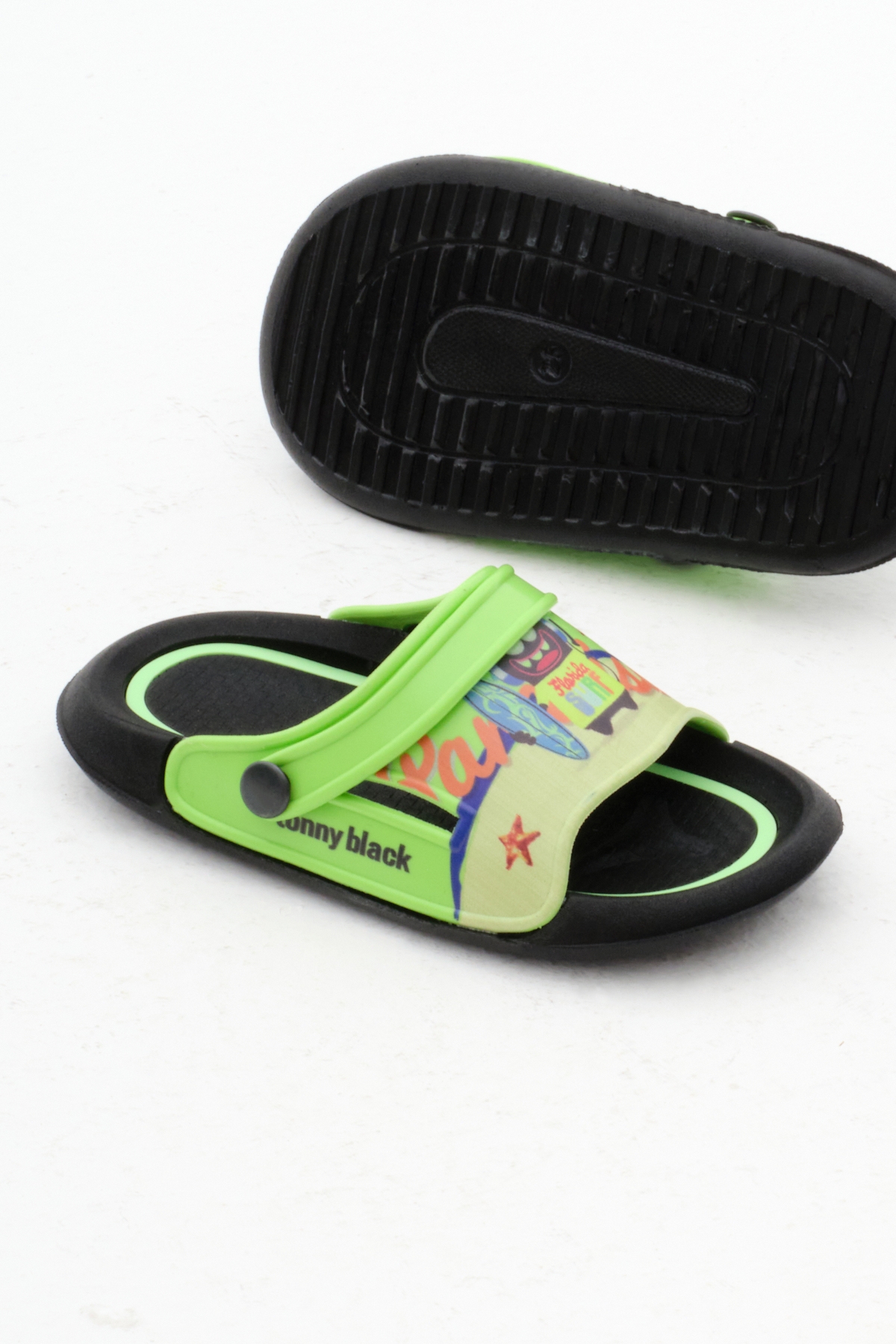 Erkek Çocuk Yeşil Poli Taban Tropical Desenli Terlik - Görsel 6