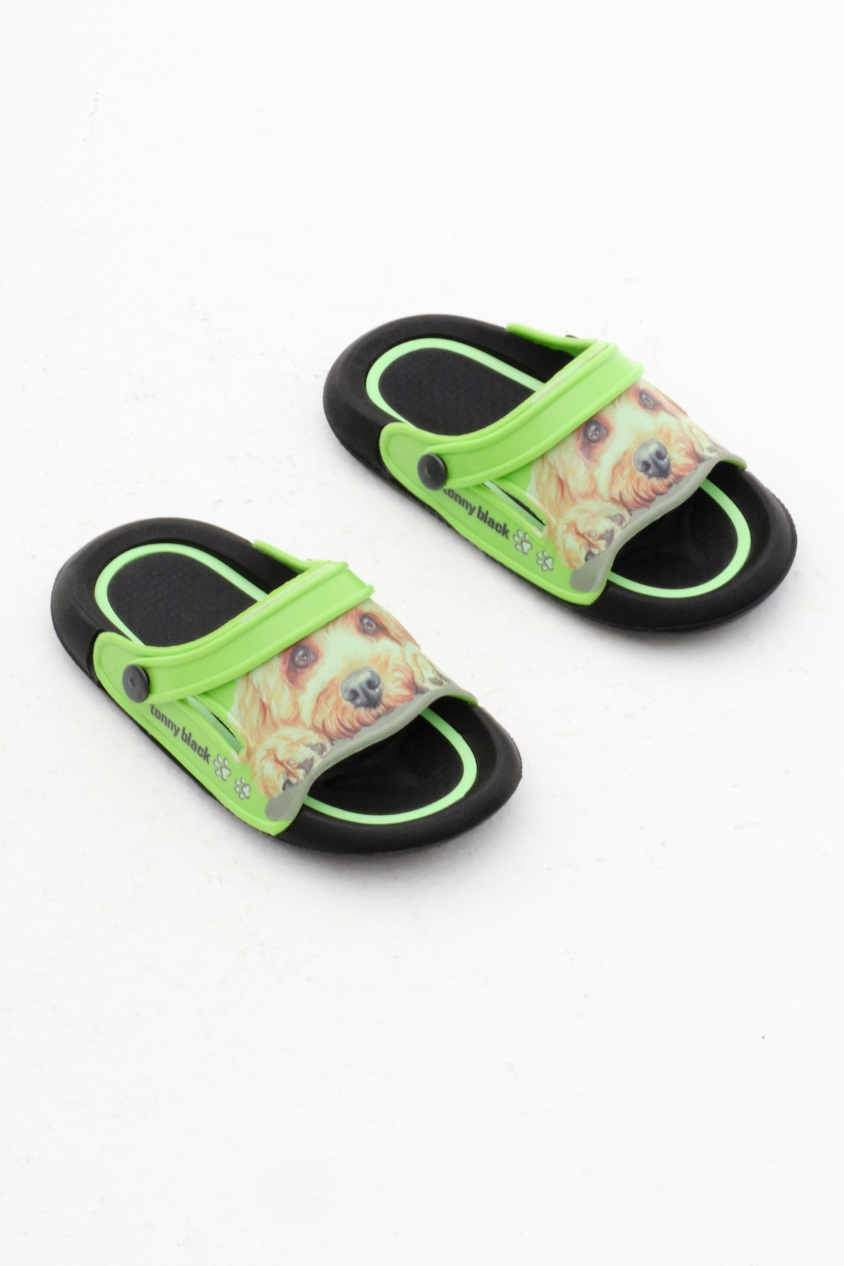Erkek Çocuk Yeşil Poli Taban Köpek Desenli Terlik - Görsel 4