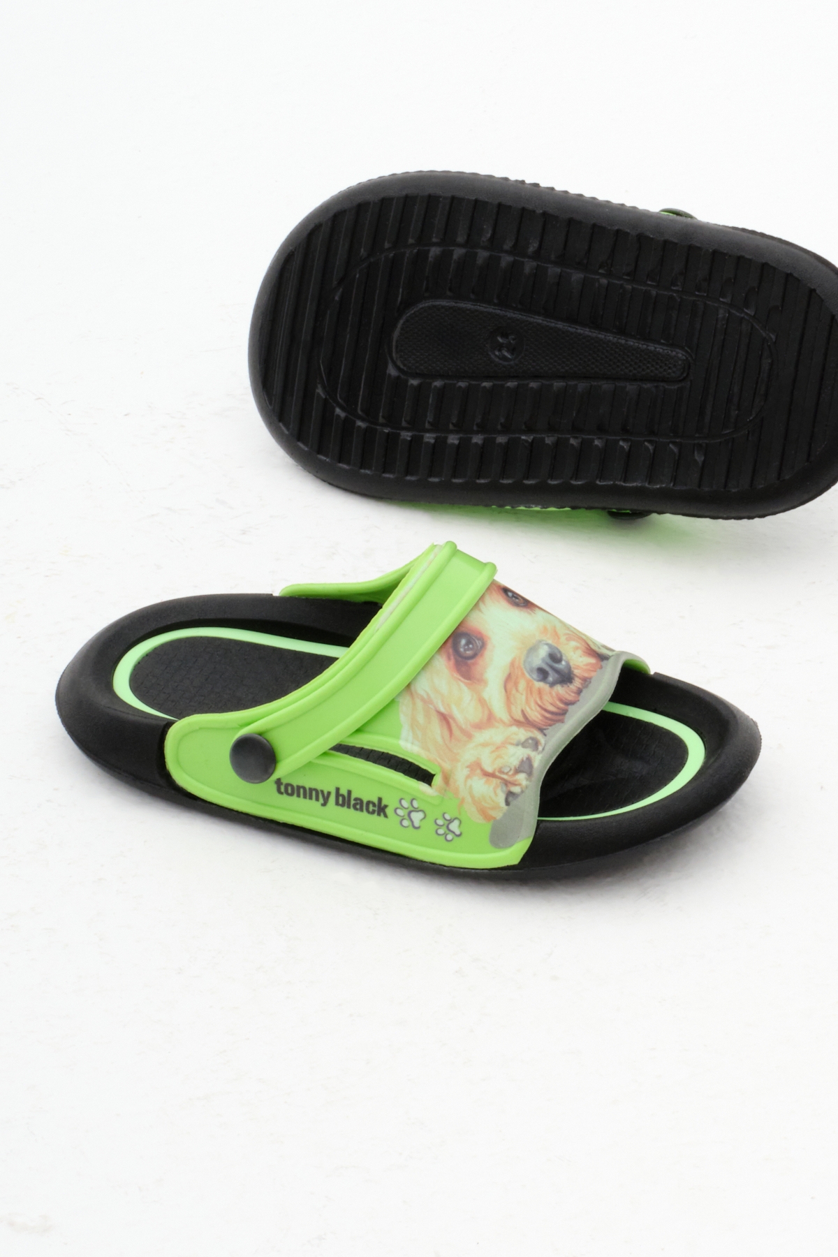Erkek Çocuk Yeşil Poli Taban Köpek Desenli Terlik - Görsel 6