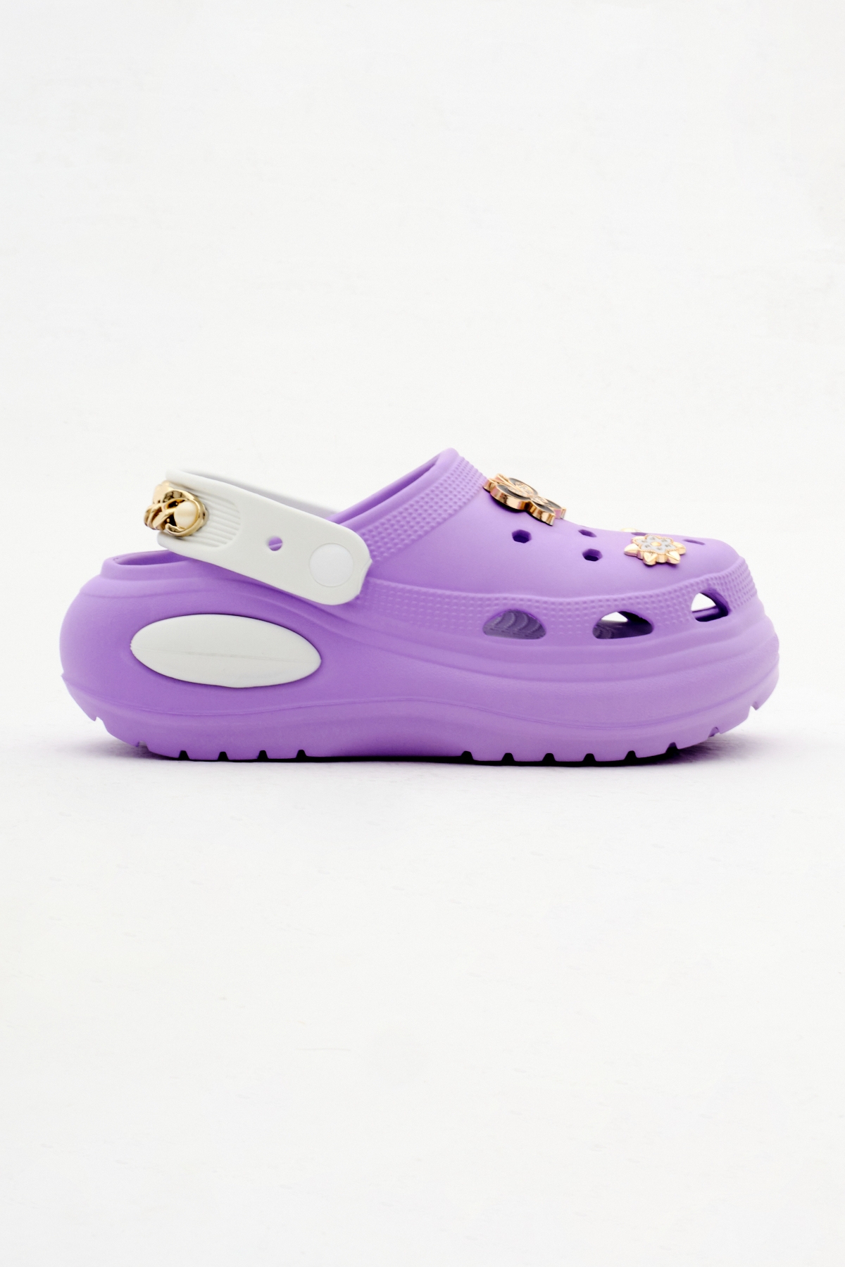 Kadın Lila Beyaz Çıkartılabilir Taban Zincir Detaylı Yüksek Taban Eva Sandalet - Görsel 2