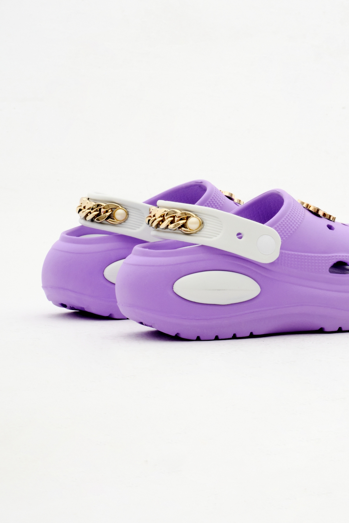 Kadın Lila Beyaz Çıkartılabilir Taban Zincir Detaylı Yüksek Taban Eva Sandalet - Görsel 6