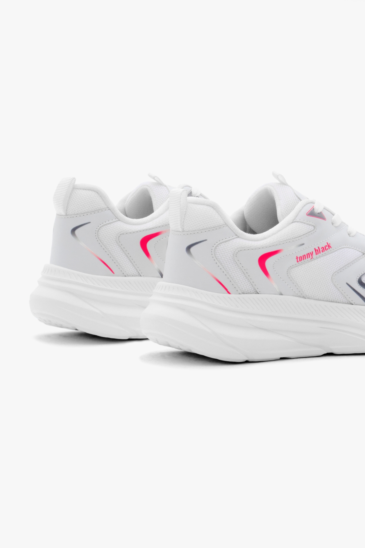 Unisex Beyaz Fuşya Nefes Alabilen Kumaş Faylon Taban Bağcıklı Spor Ayakkabı - Görsel 6