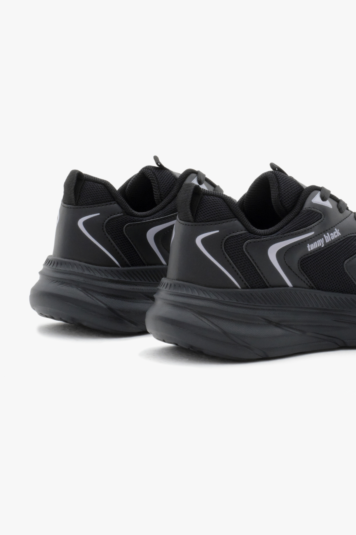 Unisex Siyah Nefes Alabilen Kumaş Faylon Taban Bağcıklı Spor Ayakkabı - Görsel 6