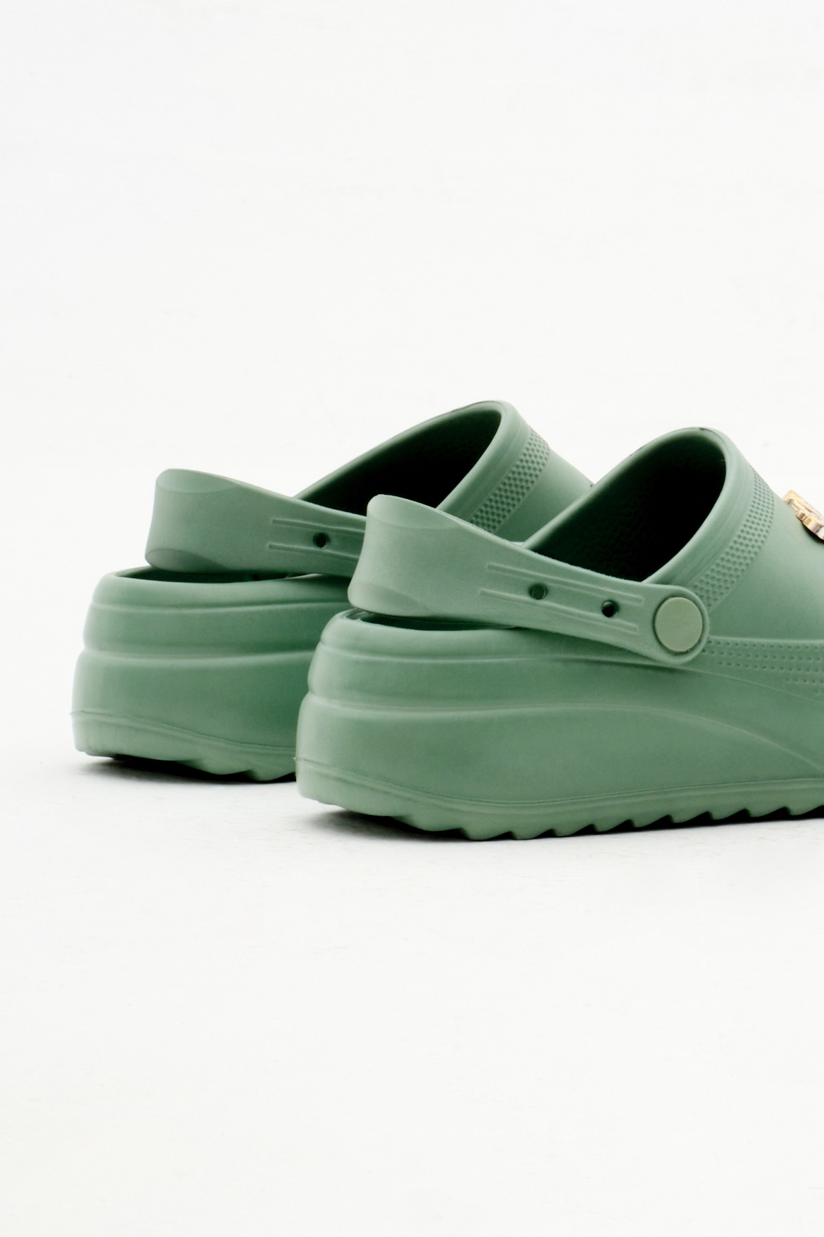 Kadın Yeşil Önü Aksesuarlı Yüksek Taban Eva Sandalet - Görsel 6