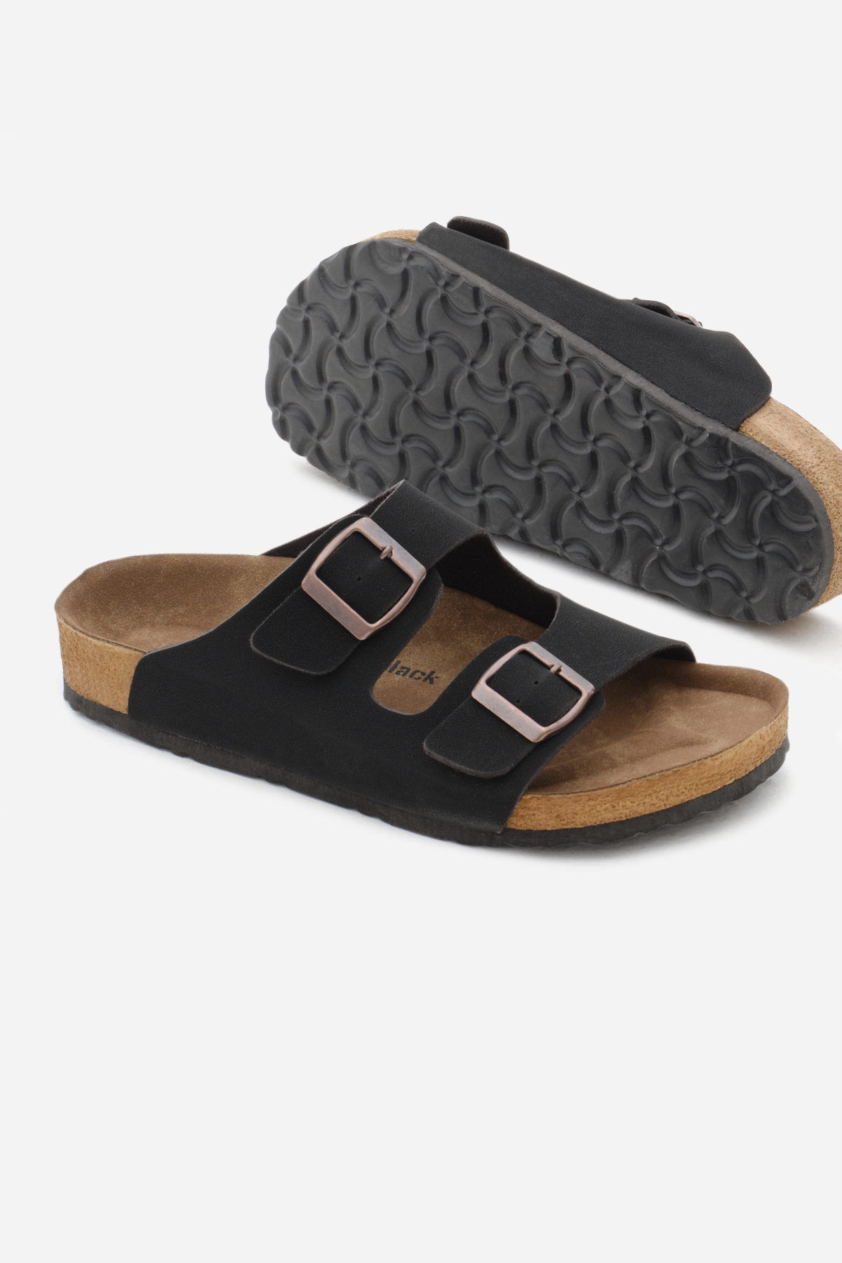 Unisex Siyah Poli Taban Ayarlamalı Çift Tokalı Terlik - Görsel 5