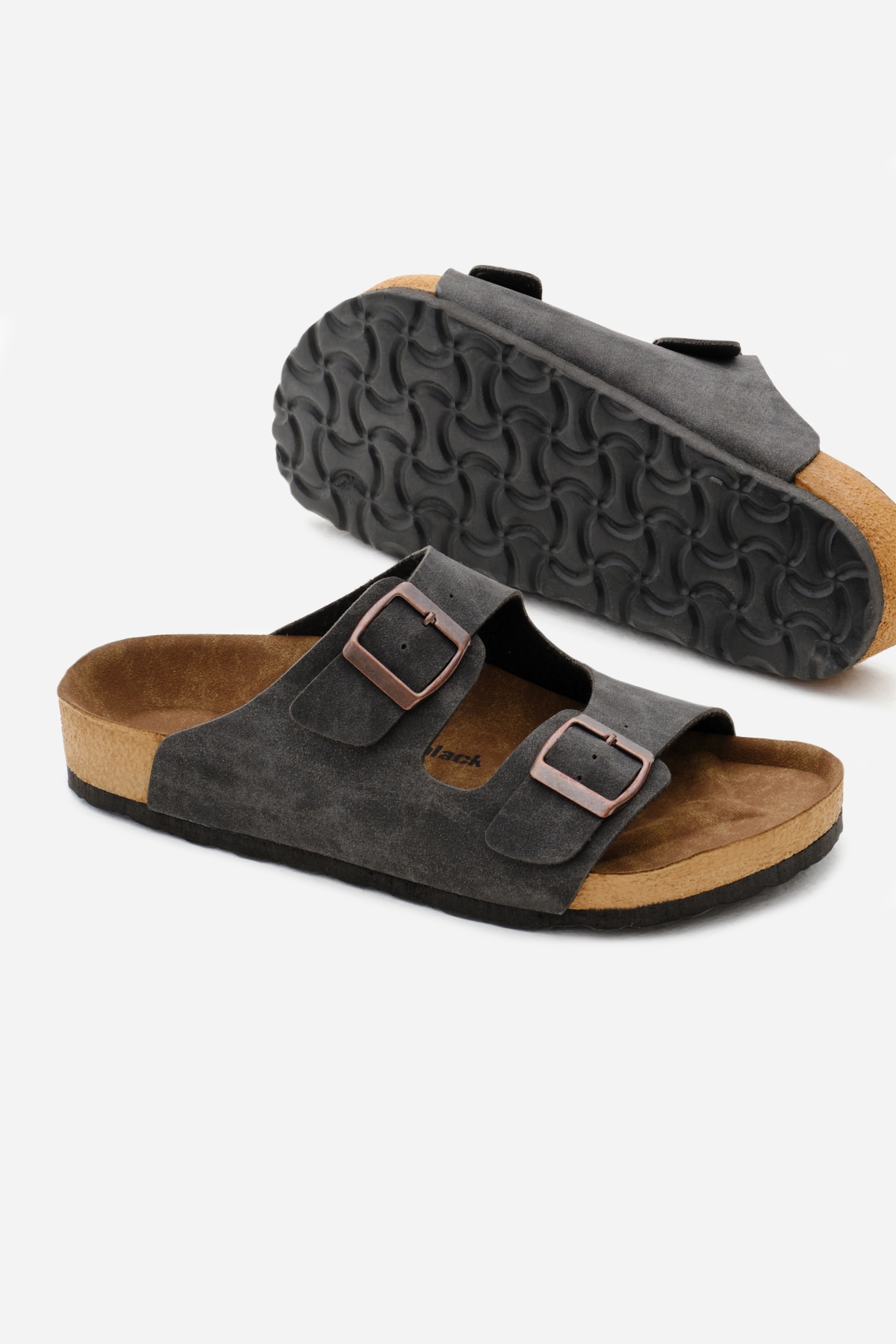 Unisex Füme Poli Taban Ayarlamalı Çift Tokalı Terlik - Görsel 5