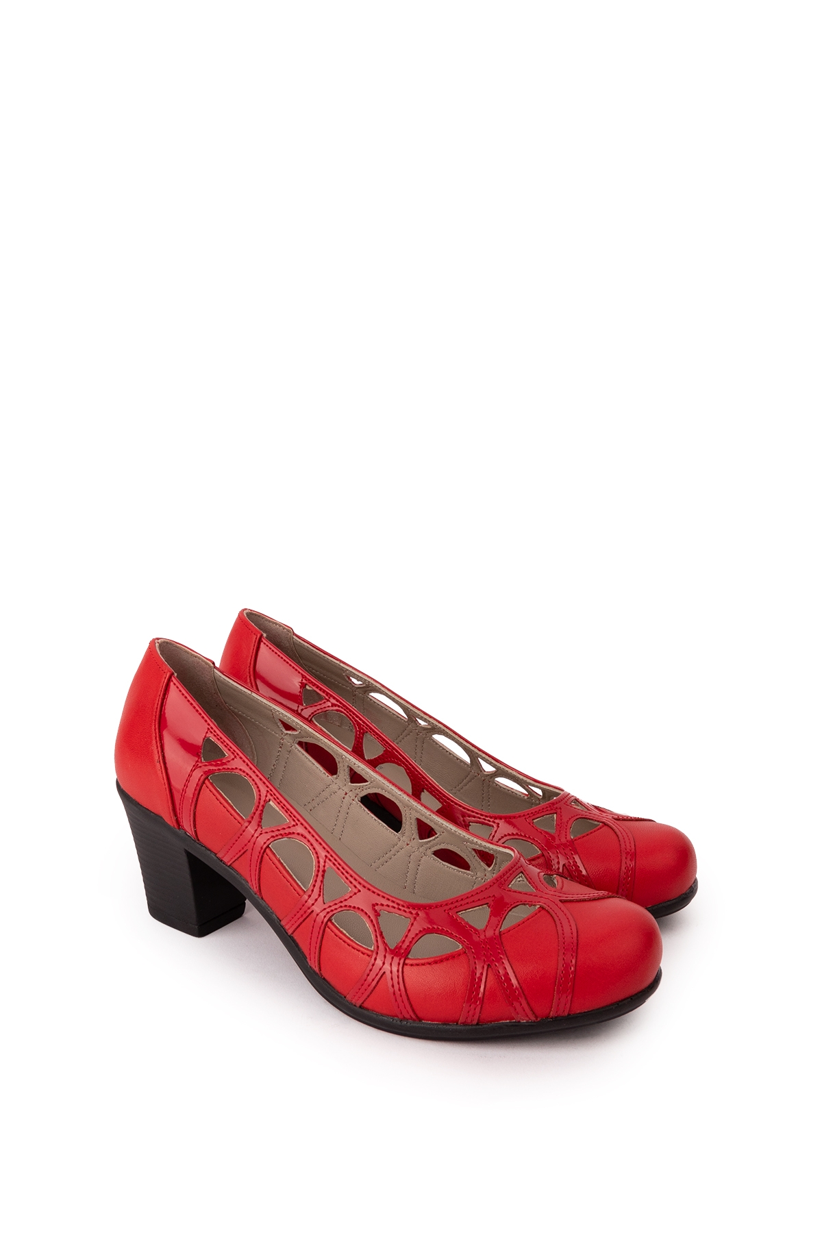 Gondol Kadın Hakiki Deri Yuvarlak Burun Topuklu Ayakkabı vdt.1640 - Görsel 2