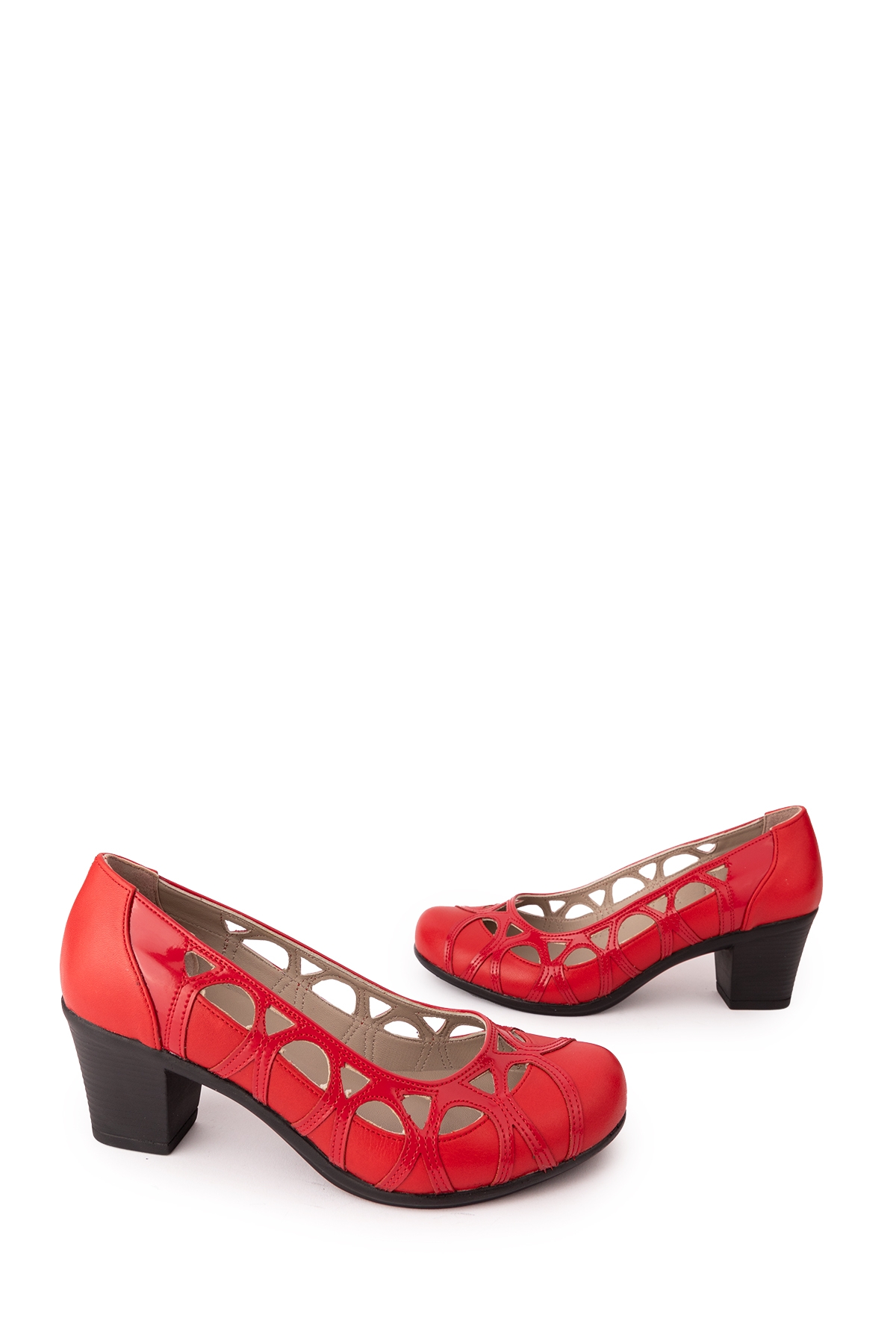 Gondol Kadın Hakiki Deri Yuvarlak Burun Topuklu Ayakkabı vdt.1640 - Görsel 4