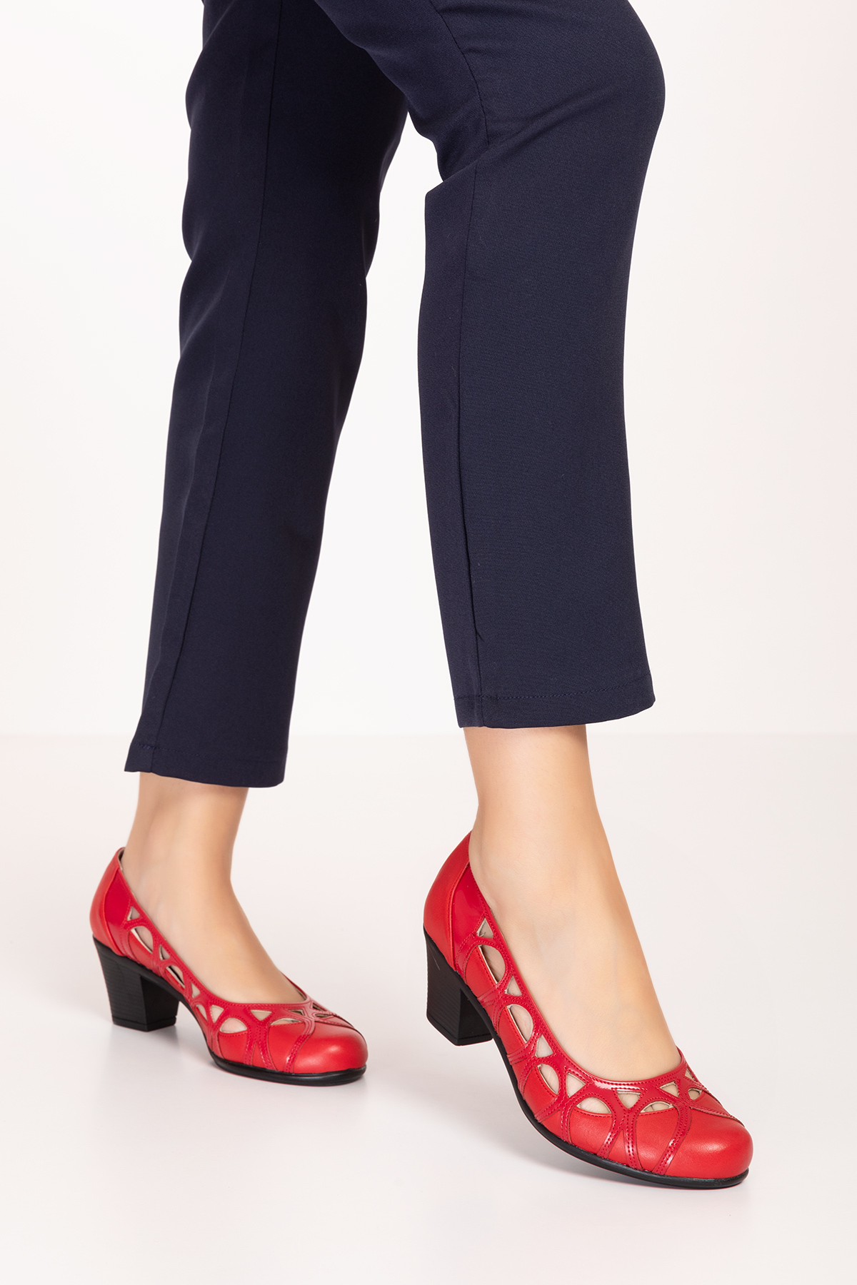 Gondol Kadın Hakiki Deri Yuvarlak Burun Topuklu Ayakkabı vdt.1640 - Görsel 9