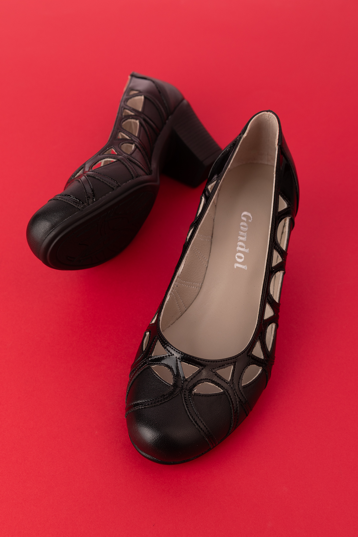 Gondol Kadın Hakiki Deri Yuvarlak Burun Topuklu Ayakkabı vdt.1640 - Görsel 8