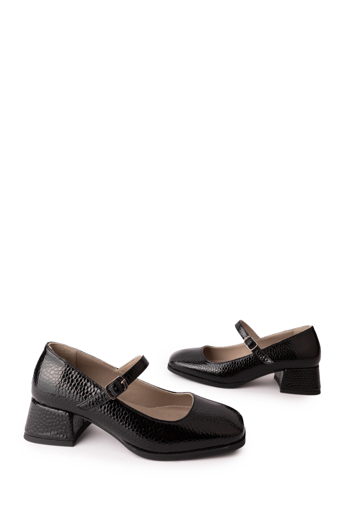 Gondol Hakiki Deri Kısa Topuklu Tek Bantlı Şık Topuklu vdt.141 - Görsel 5
