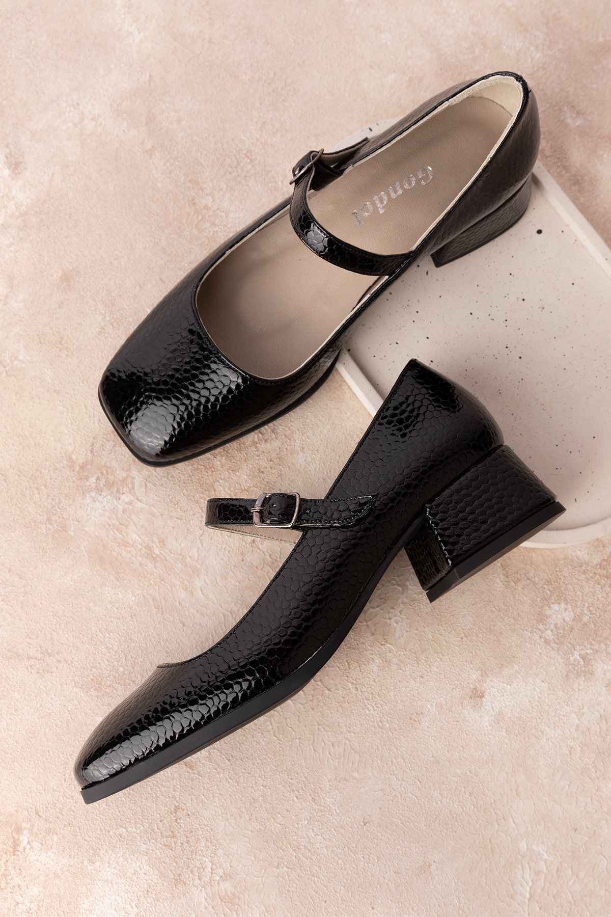 Gondol Hakiki Deri Kısa Topuklu Tek Bantlı Şık Topuklu vdt.141 - Görsel 8