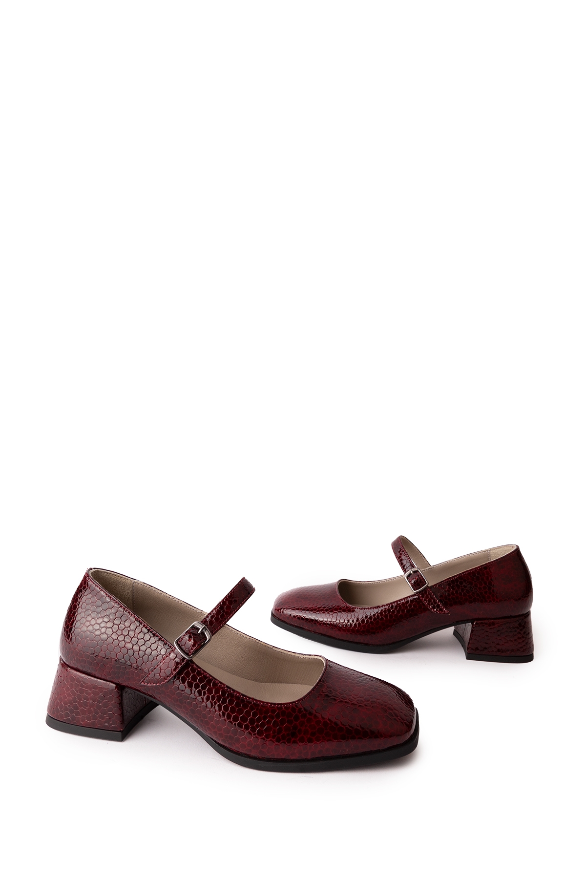 Gondol Hakiki Deri Kısa Topuklu Tek Bantlı Şık Topuklu vdt.141 - Görsel 4