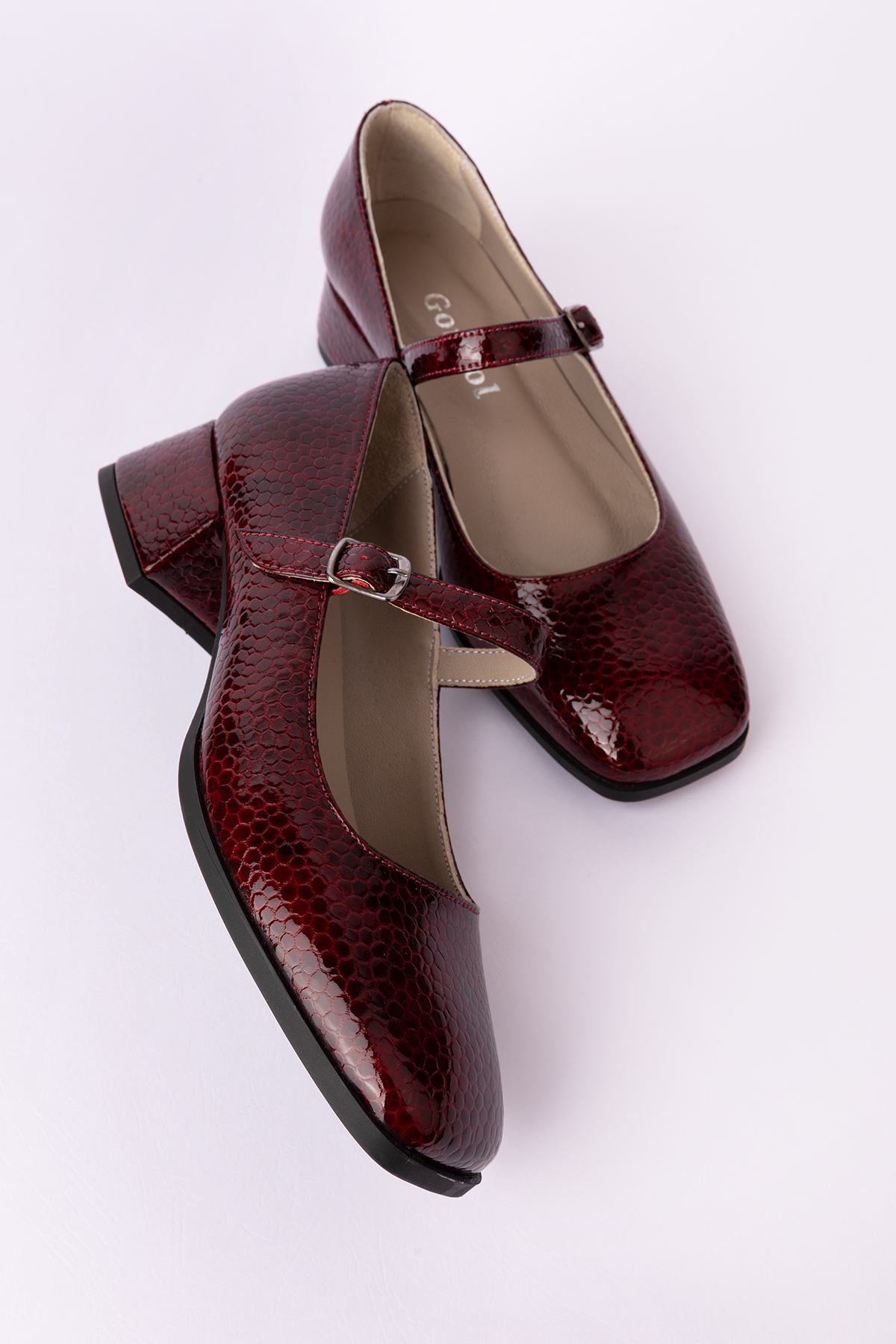 Gondol Hakiki Deri Kısa Topuklu Tek Bantlı Şık Topuklu vdt.141 - Görsel 6