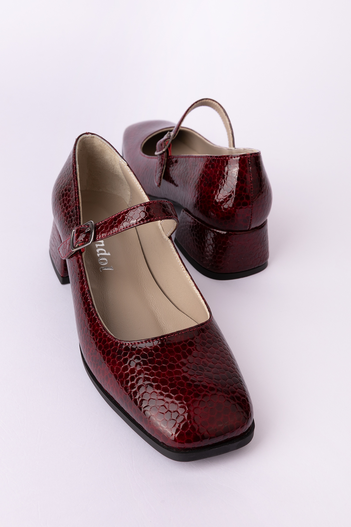 Gondol Hakiki Deri Kısa Topuklu Tek Bantlı Şık Topuklu vdt.141 - Görsel 7