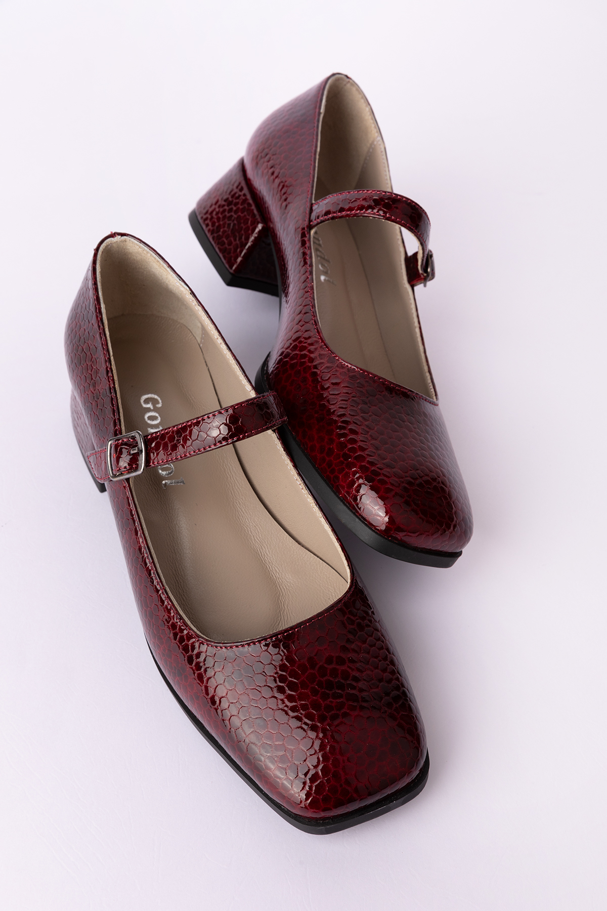 Gondol Hakiki Deri Kısa Topuklu Tek Bantlı Şık Topuklu vdt.141 - Görsel 8