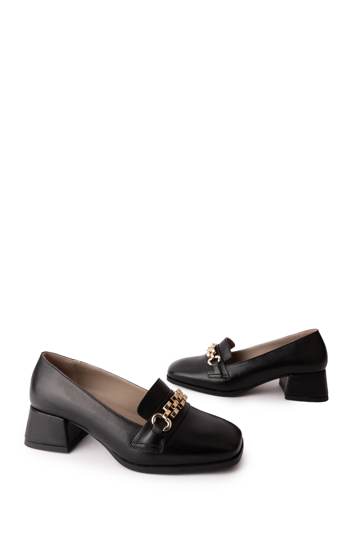 Gondol Hakiki Deri Kısa Topuklu Tokalı Şık Topuklu vdt.143 - Görsel 7