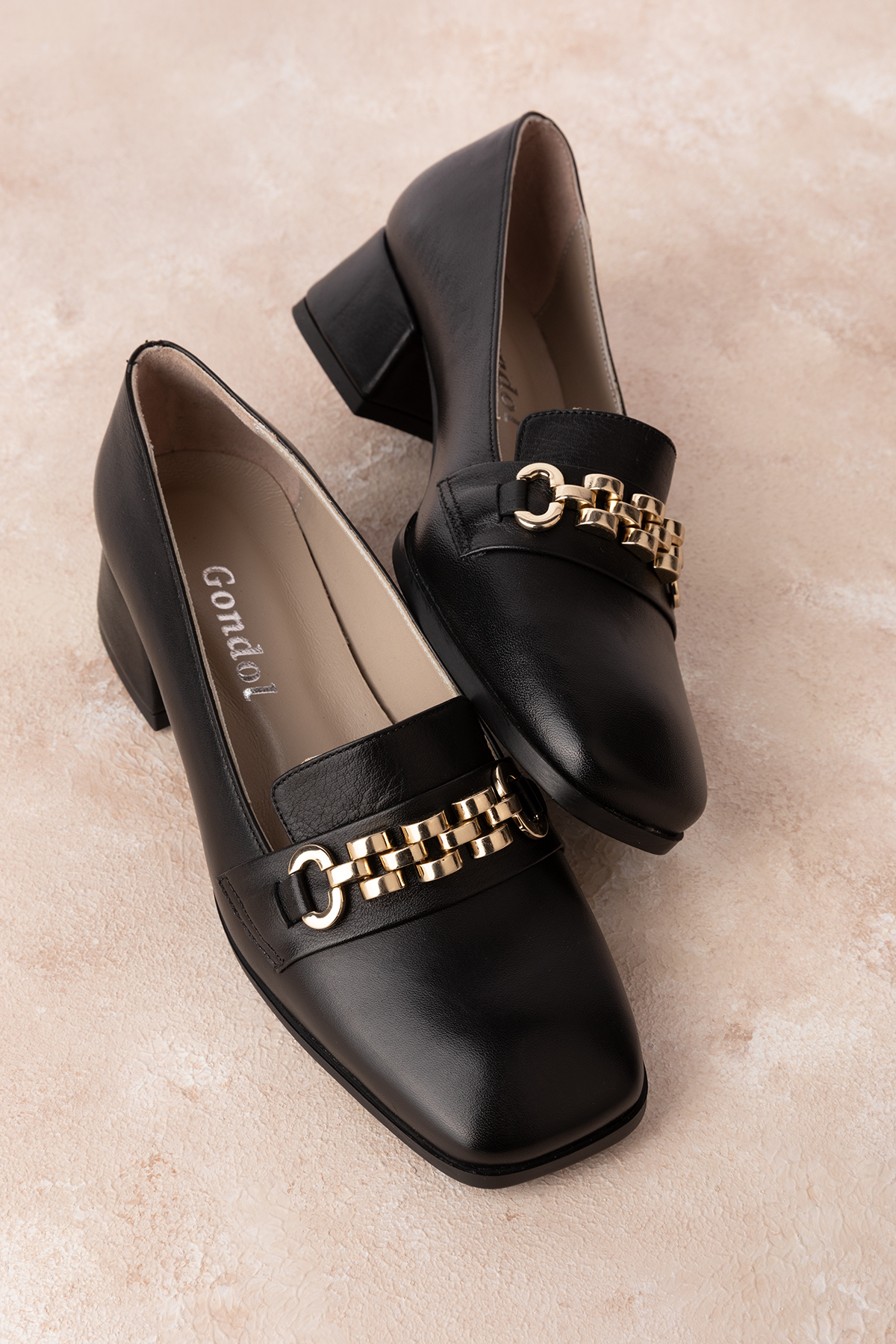 Gondol Hakiki Deri Kısa Topuklu Tokalı Şık Topuklu vdt.143 - Görsel 8