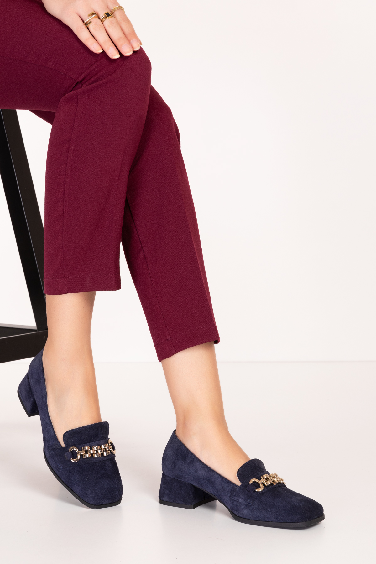 Gondol Hakiki Deri Kısa Topuklu Tokalı Şık Topuklu vdt.143 - Görsel 2