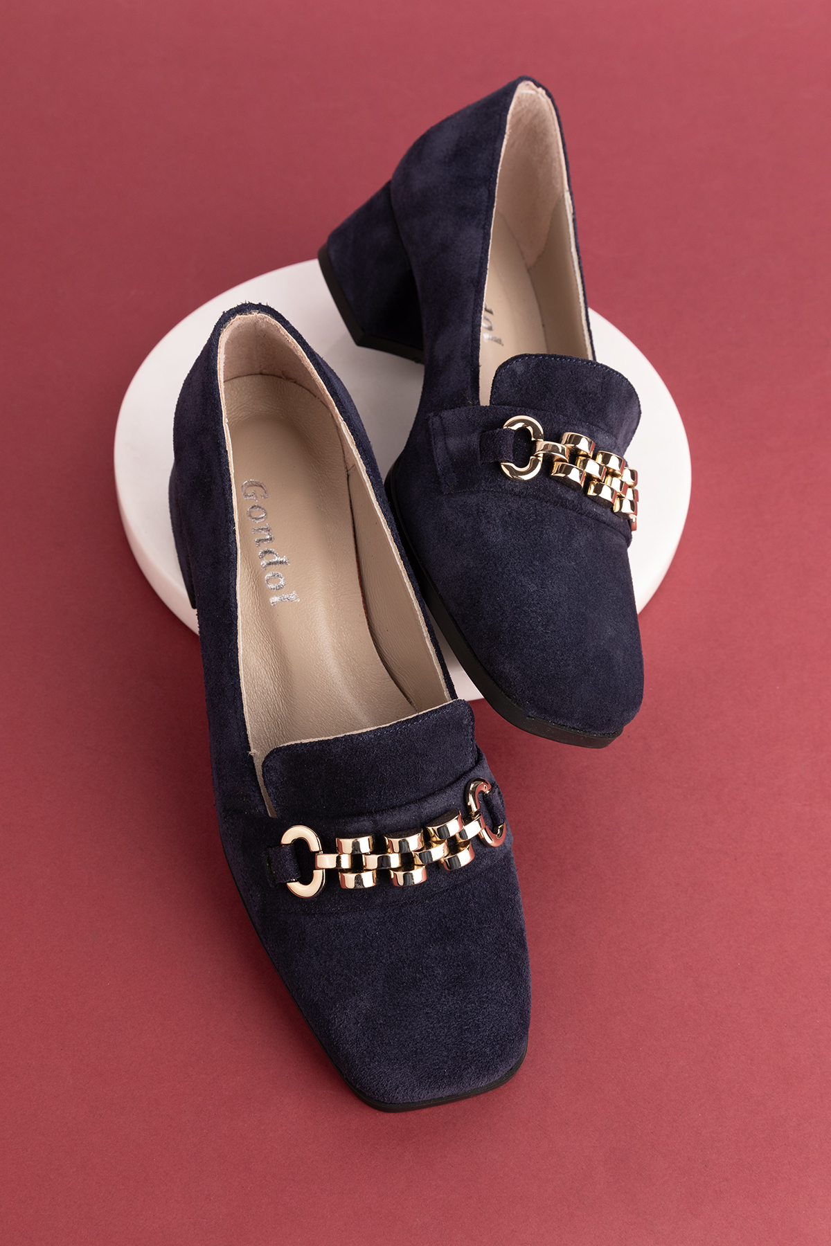 Gondol Hakiki Deri Kısa Topuklu Tokalı Şık Topuklu vdt.143 - Görsel 3